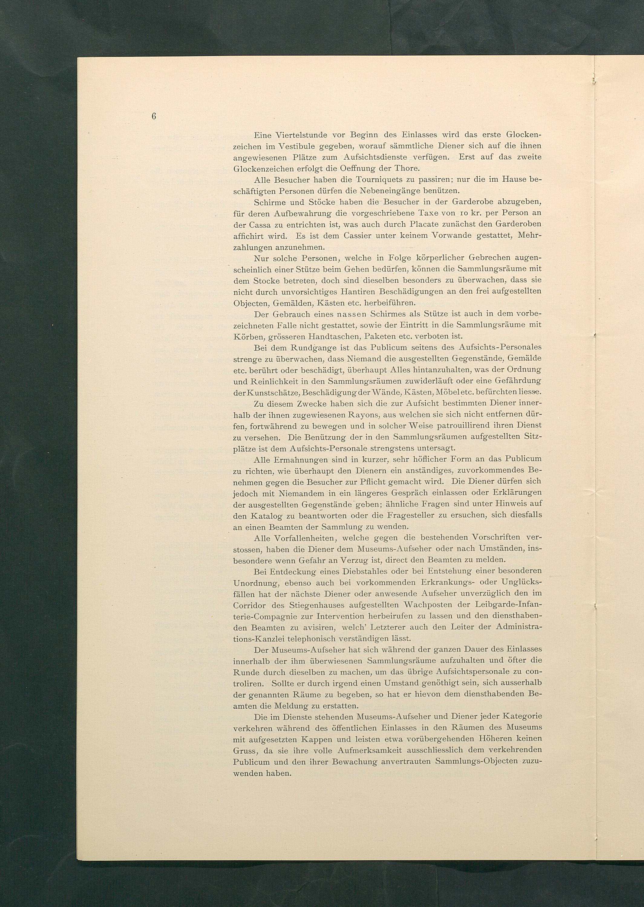 Bestimmungen für den Dienstbetrieb in den kunsthistorischen Sammlungen des Allerhöchsten Kaiserhauses