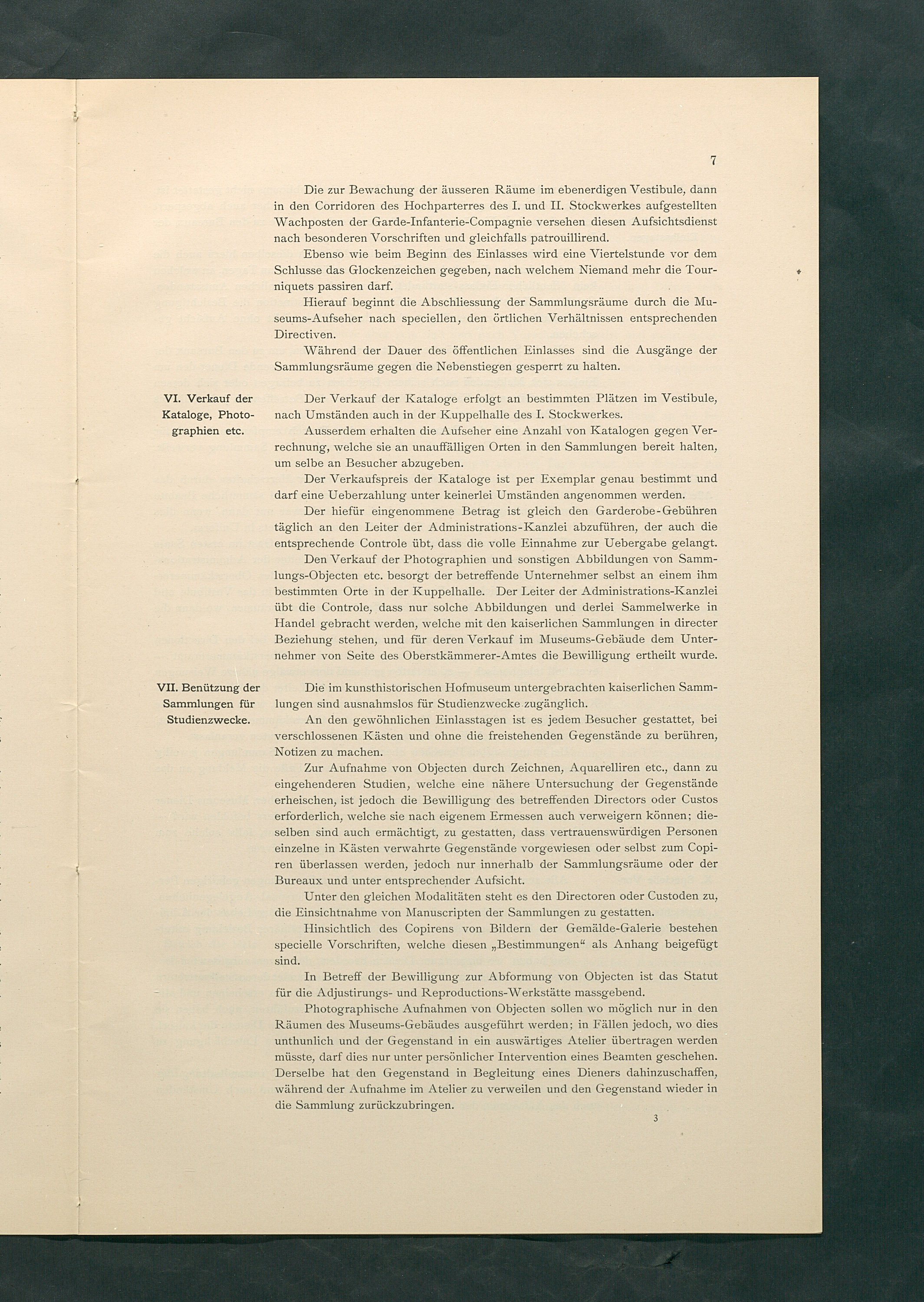 Bestimmungen für den Dienstbetrieb in den kunsthistorischen Sammlungen des Allerhöchsten Kaiserhauses