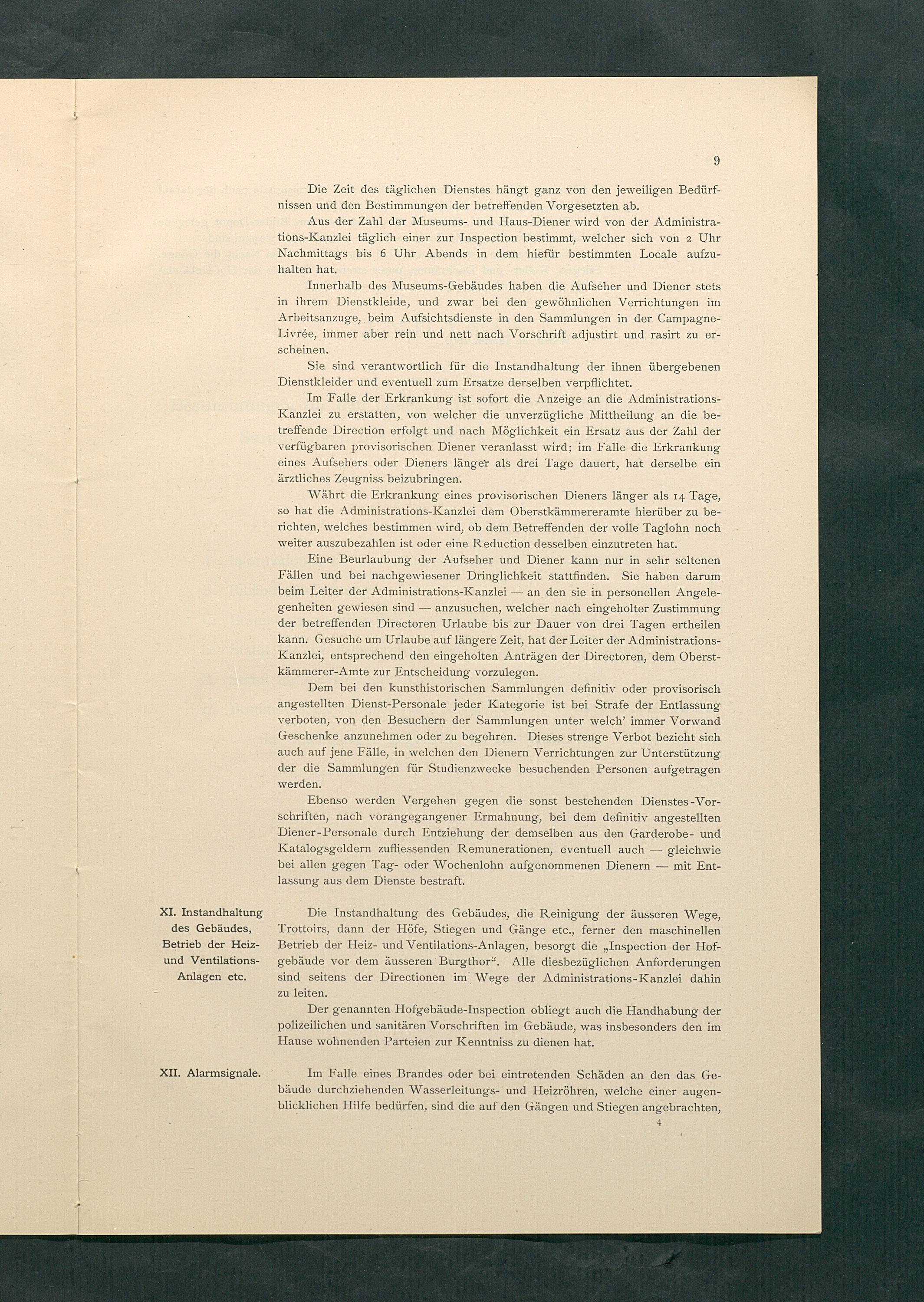 Bestimmungen für den Dienstbetrieb in den kunsthistorischen Sammlungen des Allerhöchsten Kaiserhauses