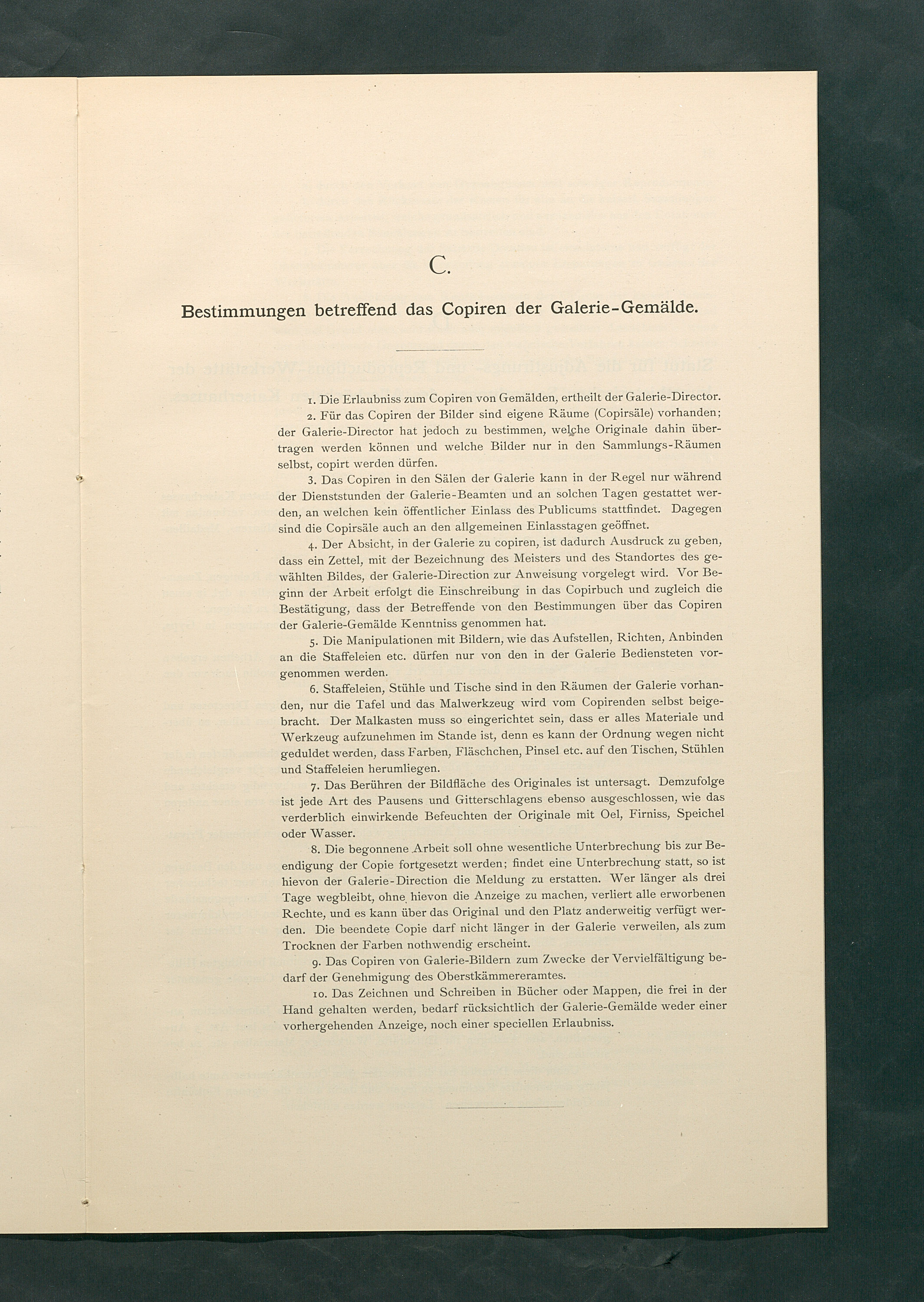 Bestimmungen für den Dienstbetrieb in den kunsthistorischen Sammlungen des Allerhöchsten Kaiserhauses