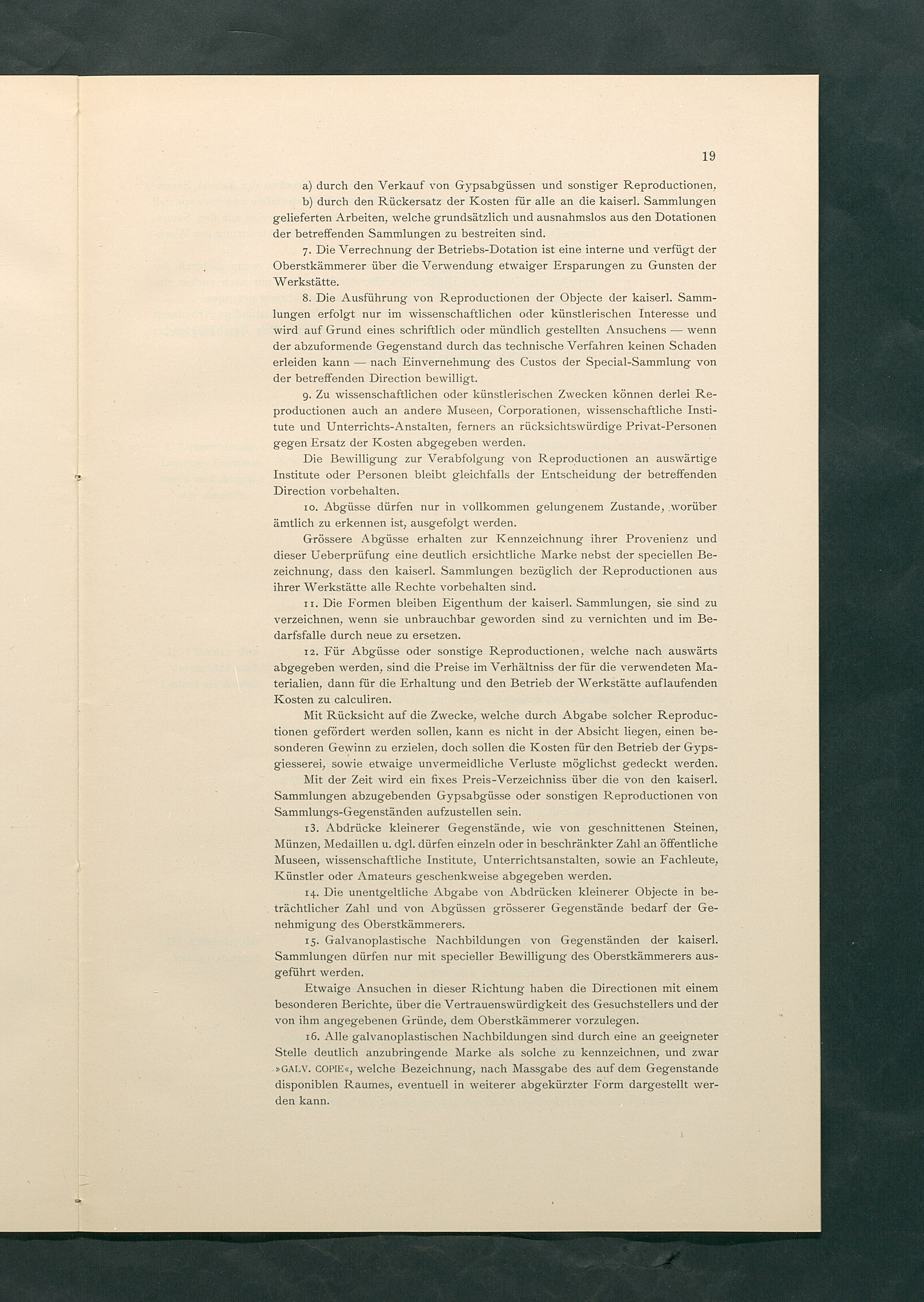 Bestimmungen für den Dienstbetrieb in den kunsthistorischen Sammlungen des Allerhöchsten Kaiserhauses