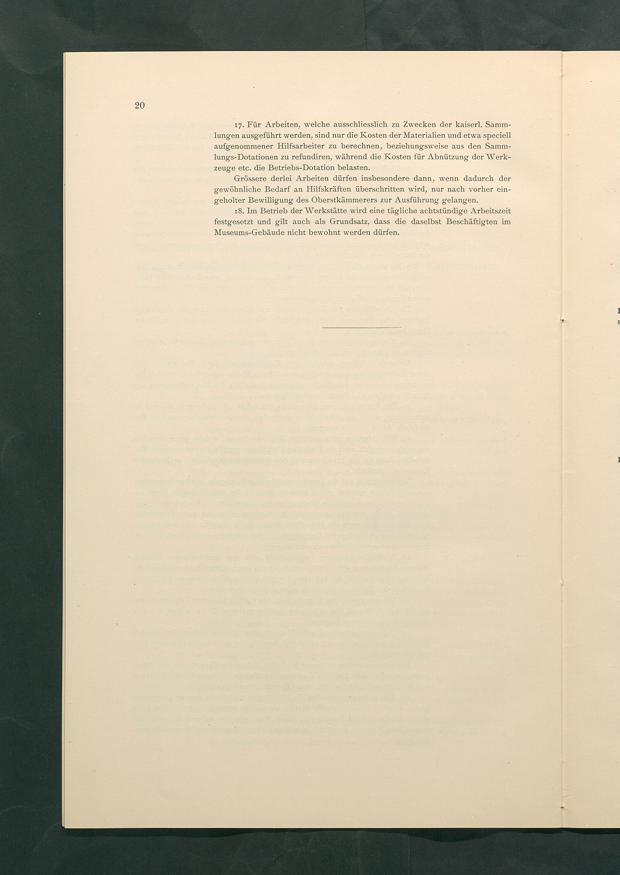 Bestimmungen für den Dienstbetrieb in den kunsthistorischen Sammlungen des Allerhöchsten Kaiserhauses