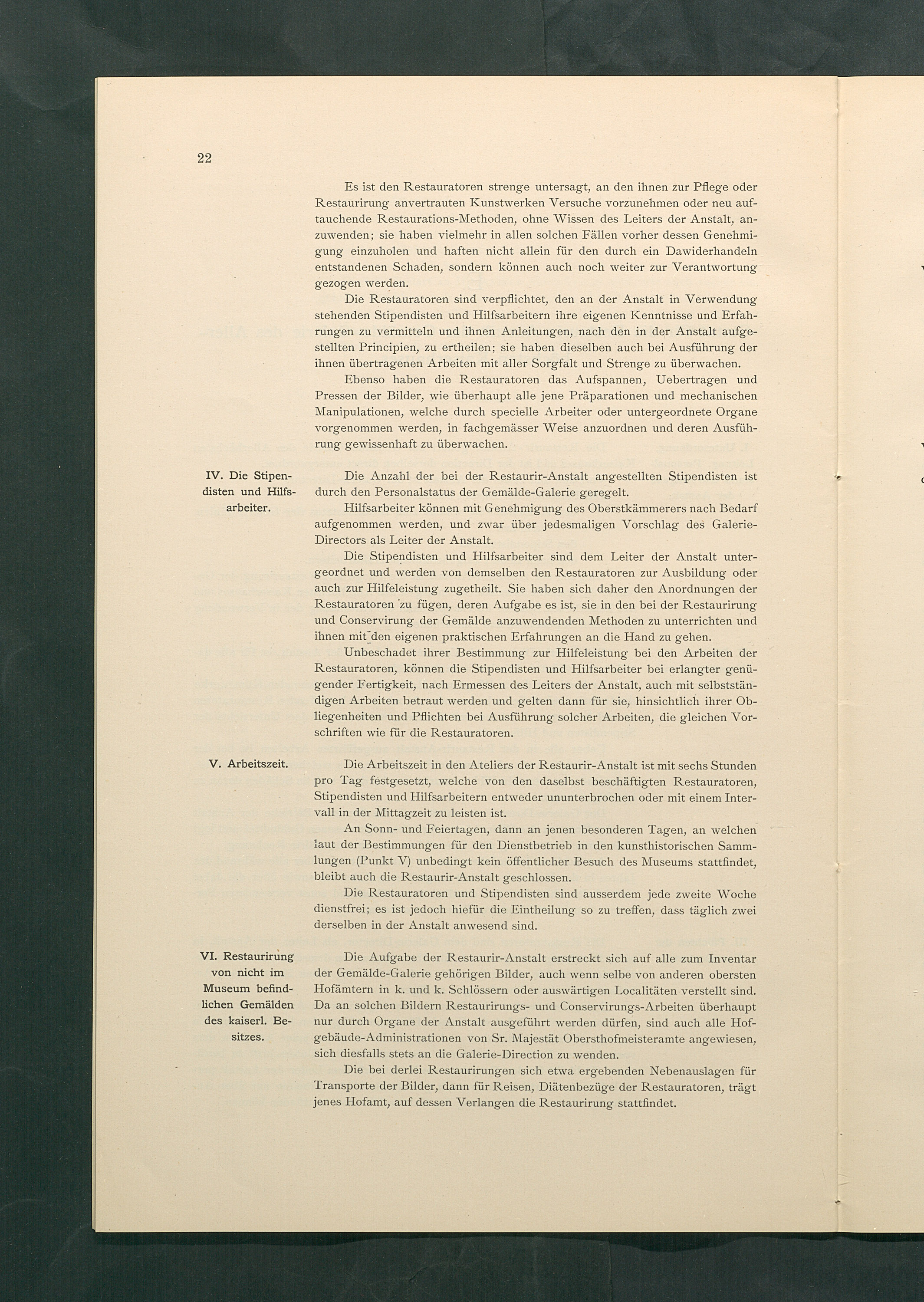 Bestimmungen für den Dienstbetrieb in den kunsthistorischen Sammlungen des Allerhöchsten Kaiserhauses
