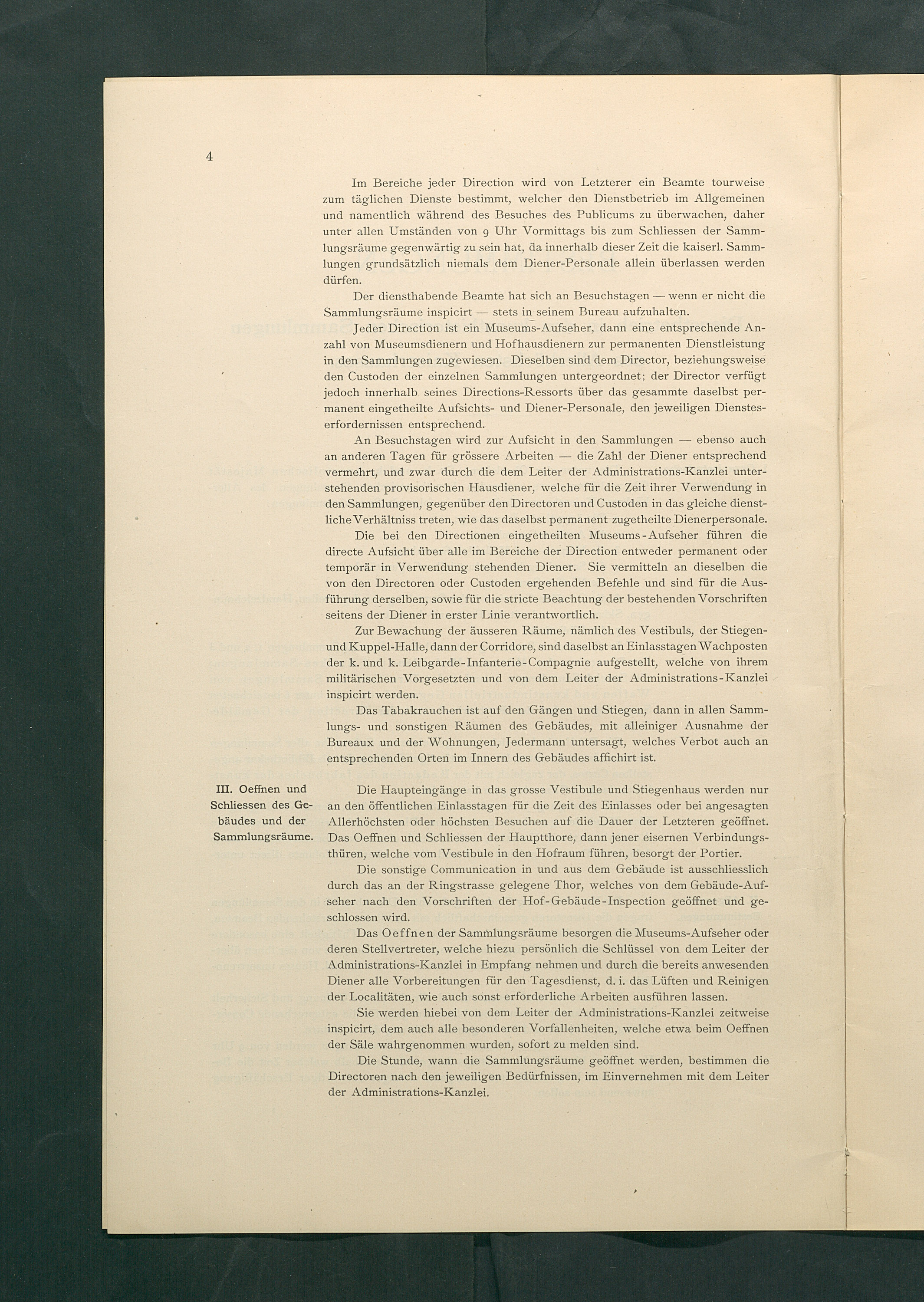 Bestimmungen für den Dienstbetrieb in den kunsthistorischen Sammlungen des Allerhöchsten Kaiserhauses