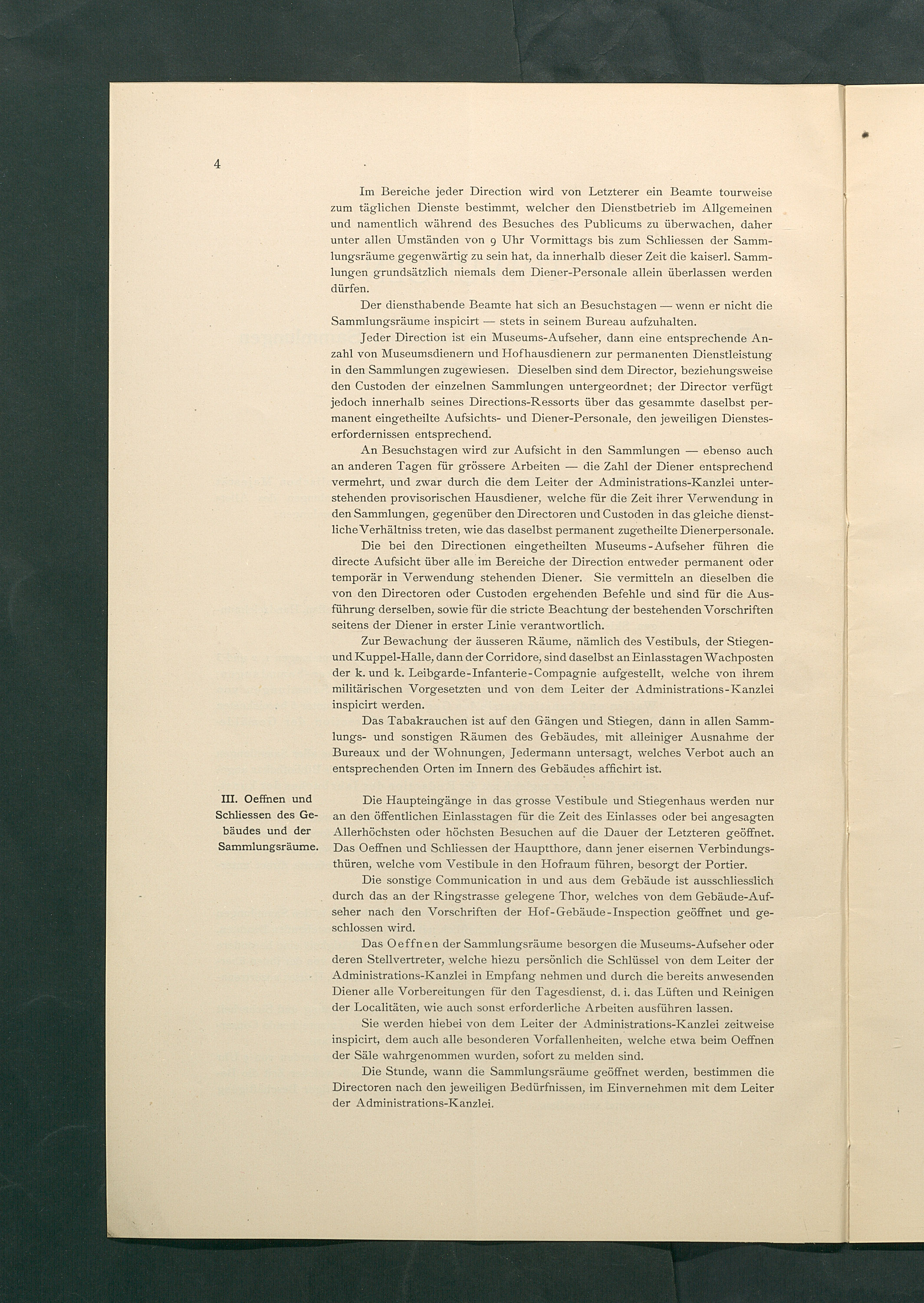 Bestimmungen für den Dienstbetrieb in den kunsthistorischen Sammlungen des Allerhöchsten Kaiserhauses