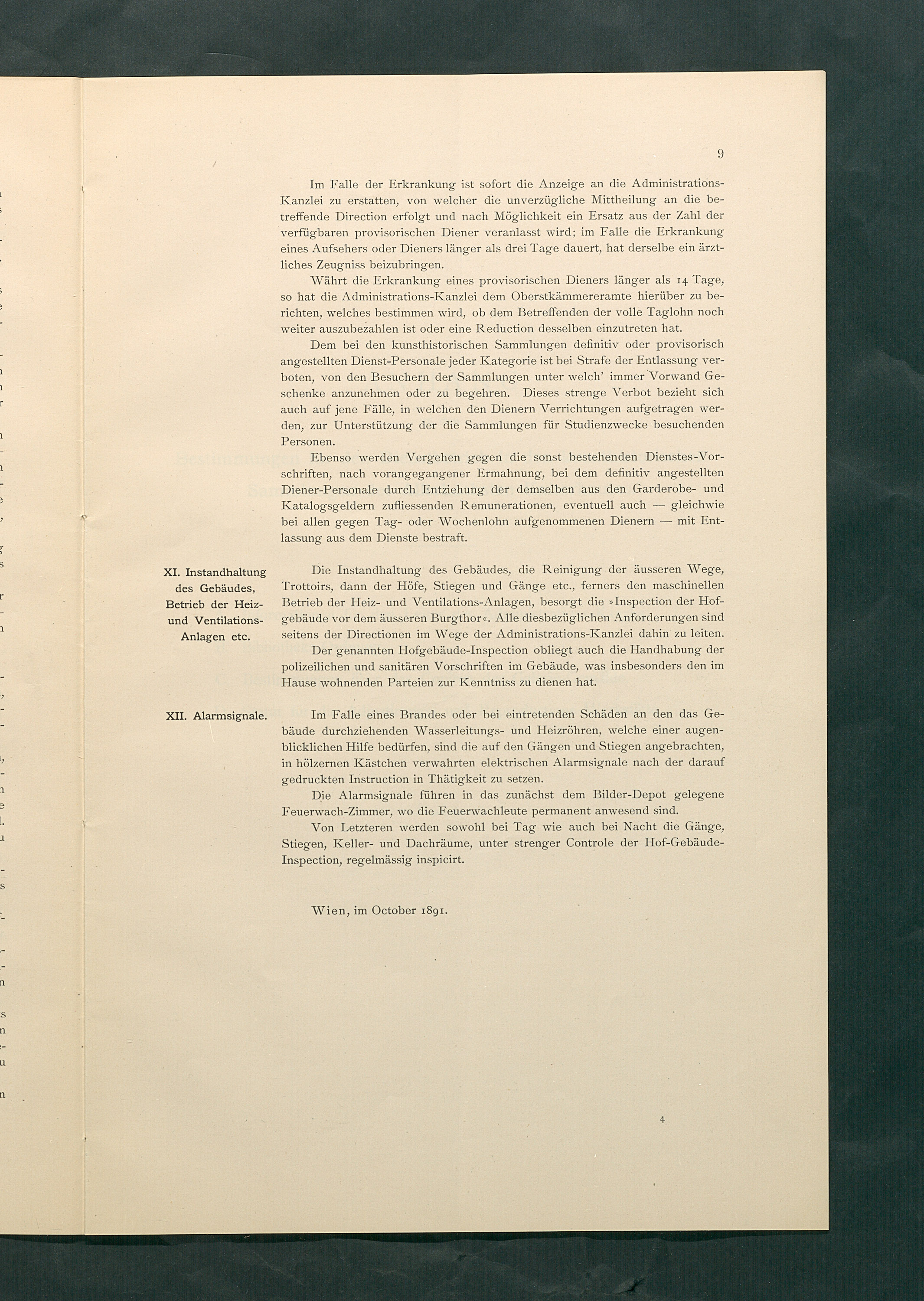 Bestimmungen für den Dienstbetrieb in den kunsthistorischen Sammlungen des Allerhöchsten Kaiserhauses