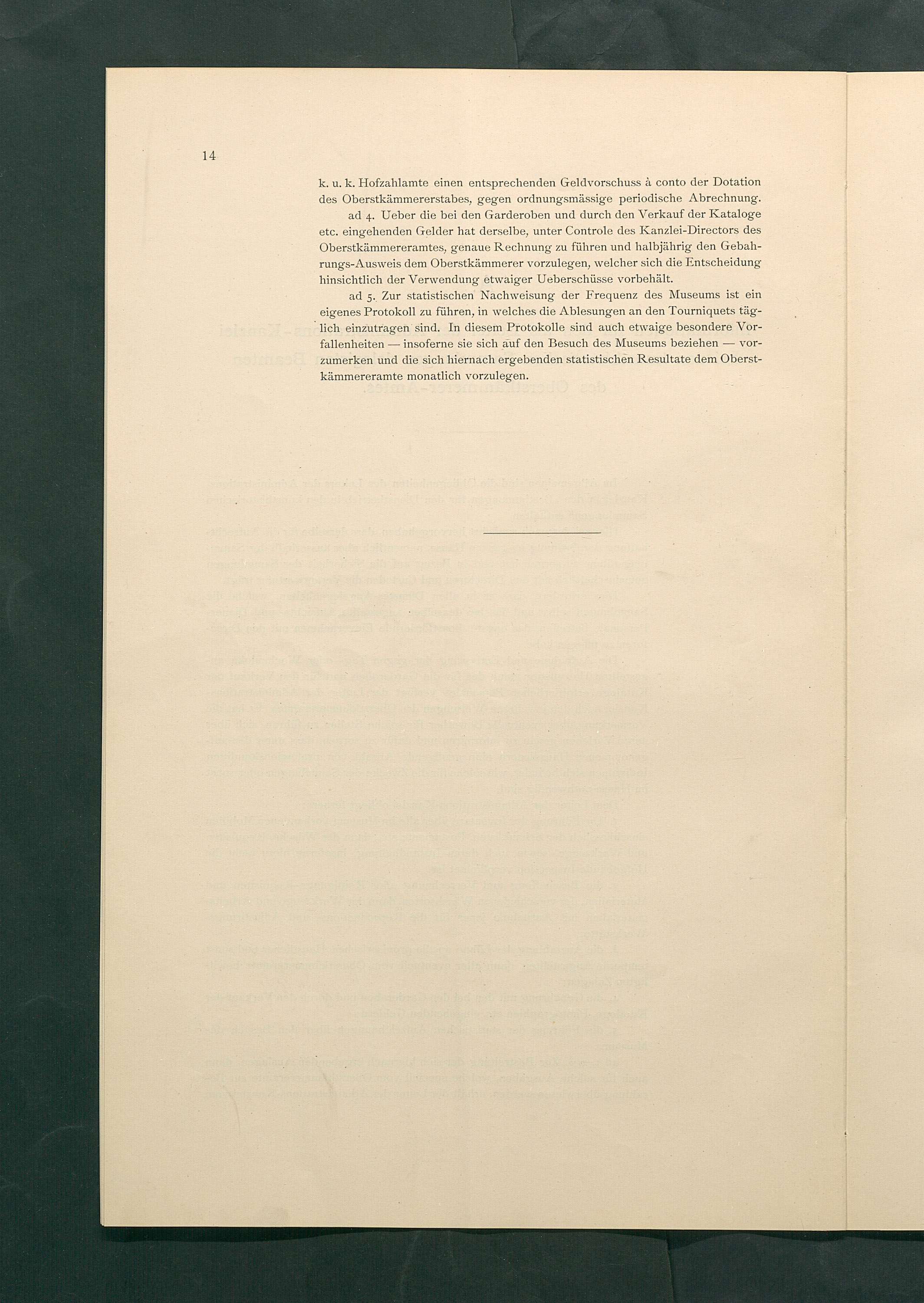 Bestimmungen für den Dienstbetrieb in den kunsthistorischen Sammlungen des Allerhöchsten Kaiserhauses