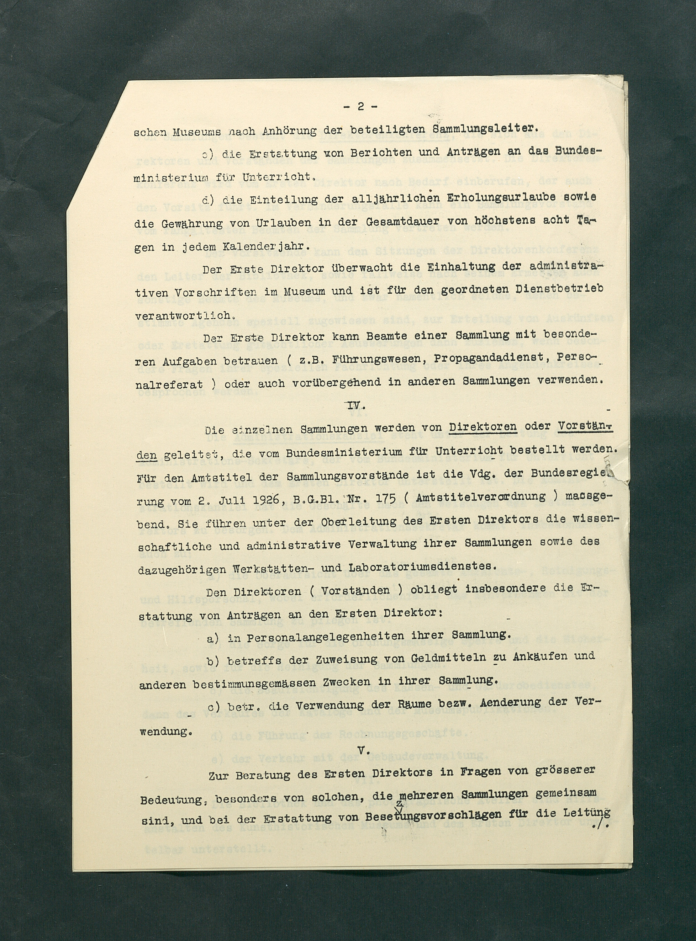 Dienstvorschriften für das Kunsthistorische Museum
