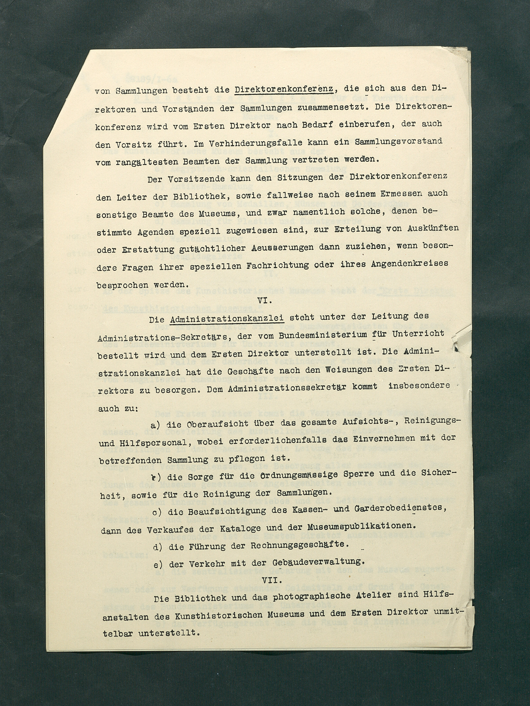 Dienstvorschriften für das Kunsthistorische Museum