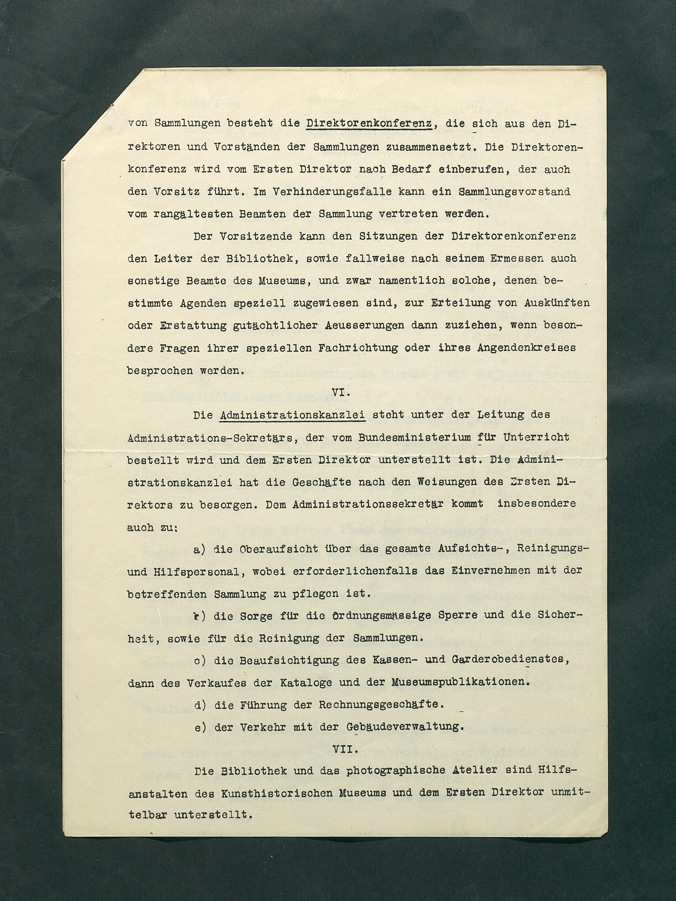 Dienstvorschriften für das Kunsthistorische Museum