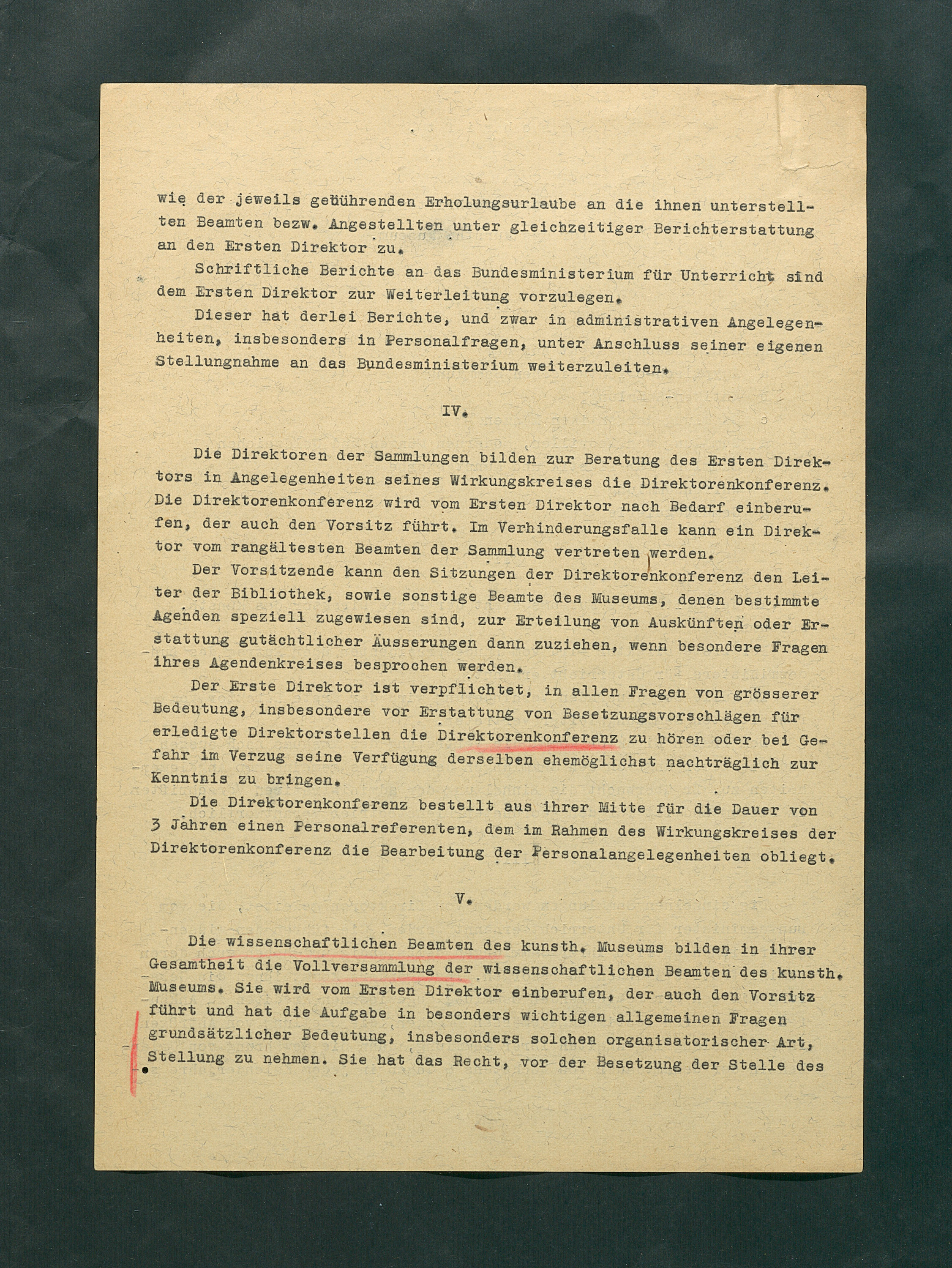 Dienstvorschriften für das Kunsthistorische Museum