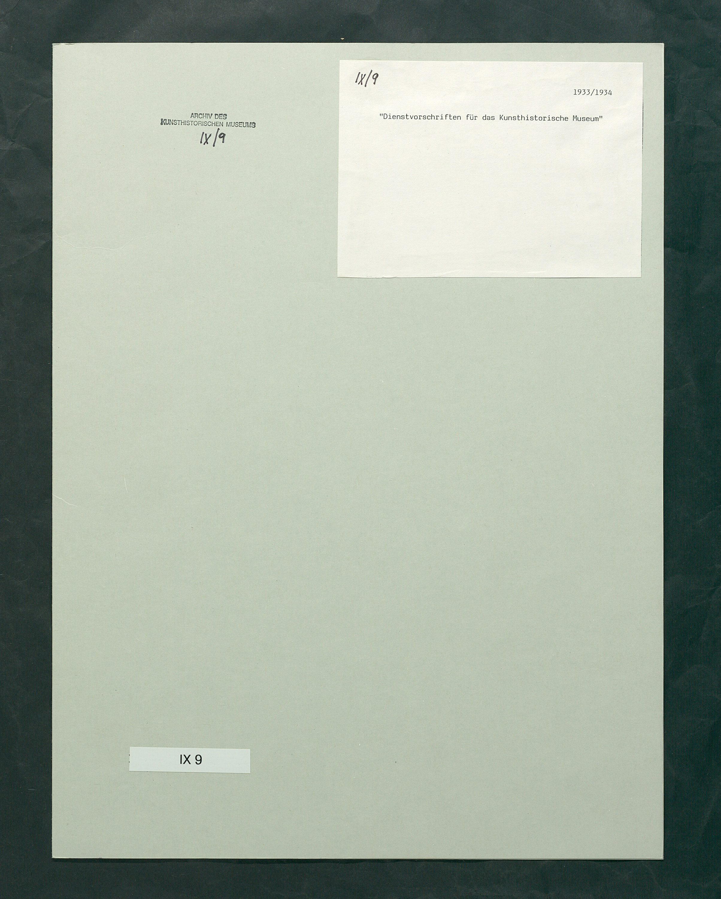 Dienstvorschriften für das Kunsthistorische Museum