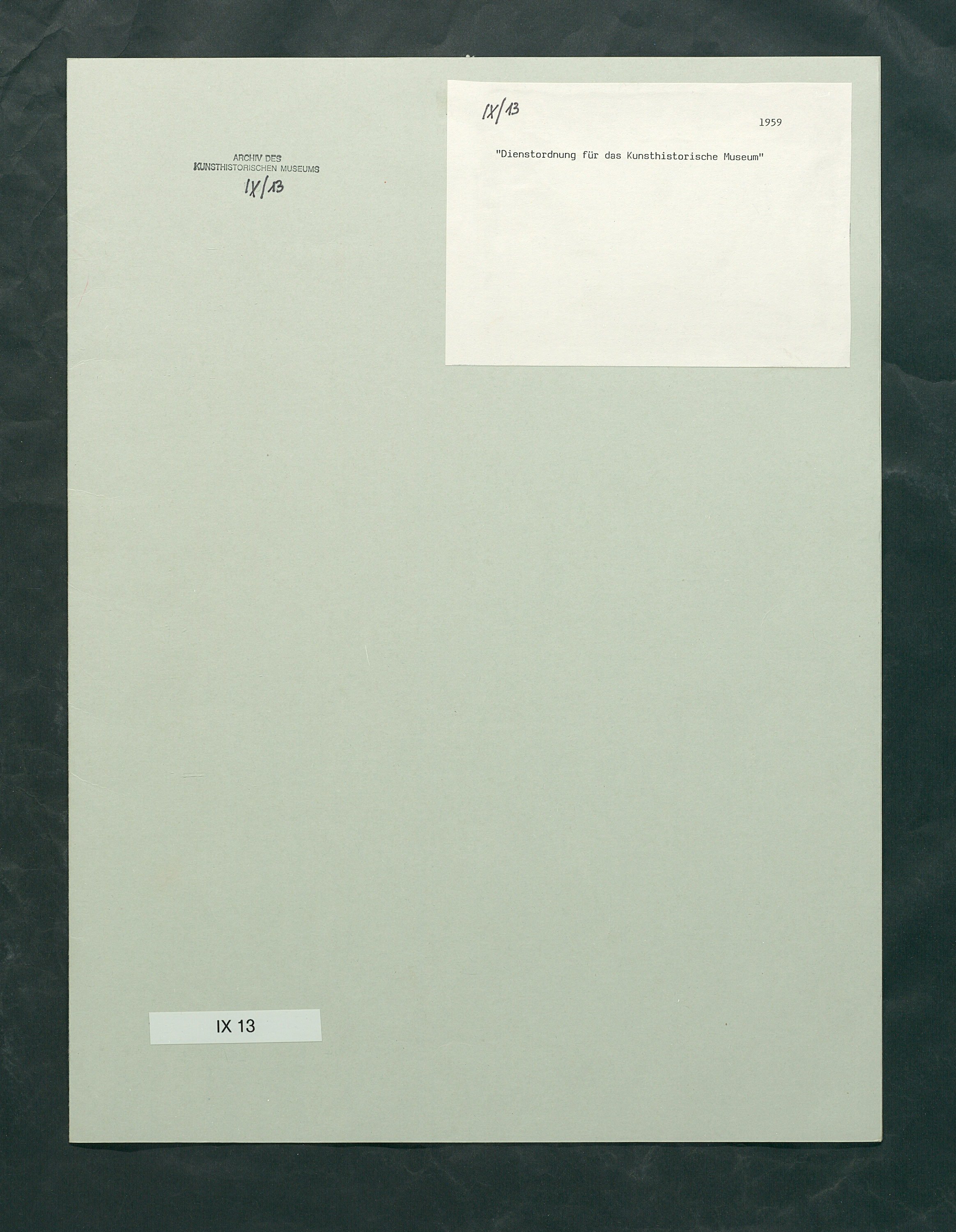 Dienstordnung für das Kunsthistorische Museum