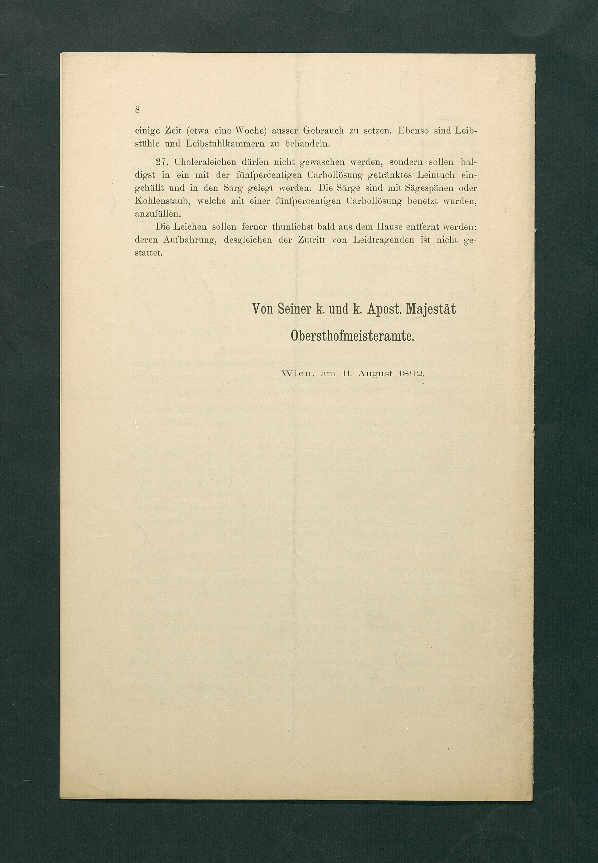 Maßregeln betreffend Cholera