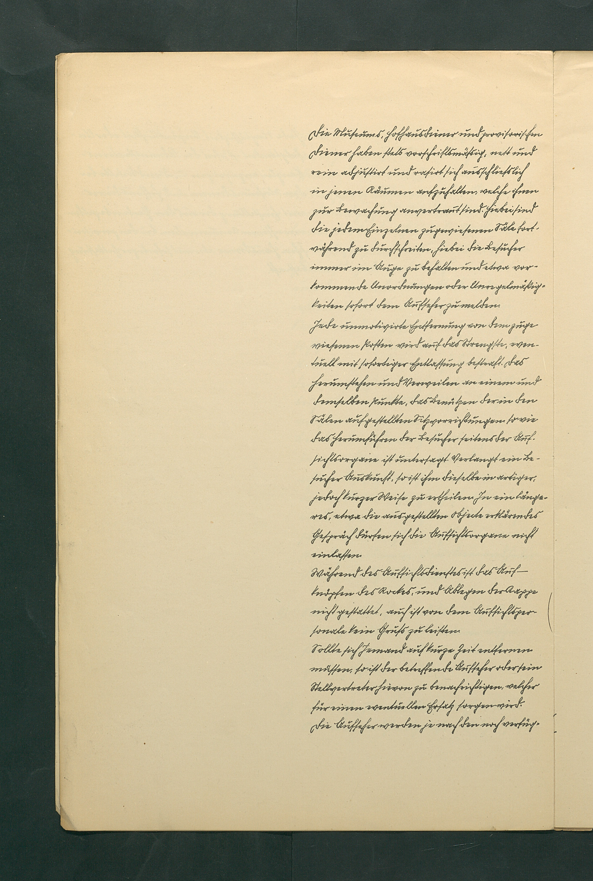 handschriftliche Dienstordnung für Museumsaufseher