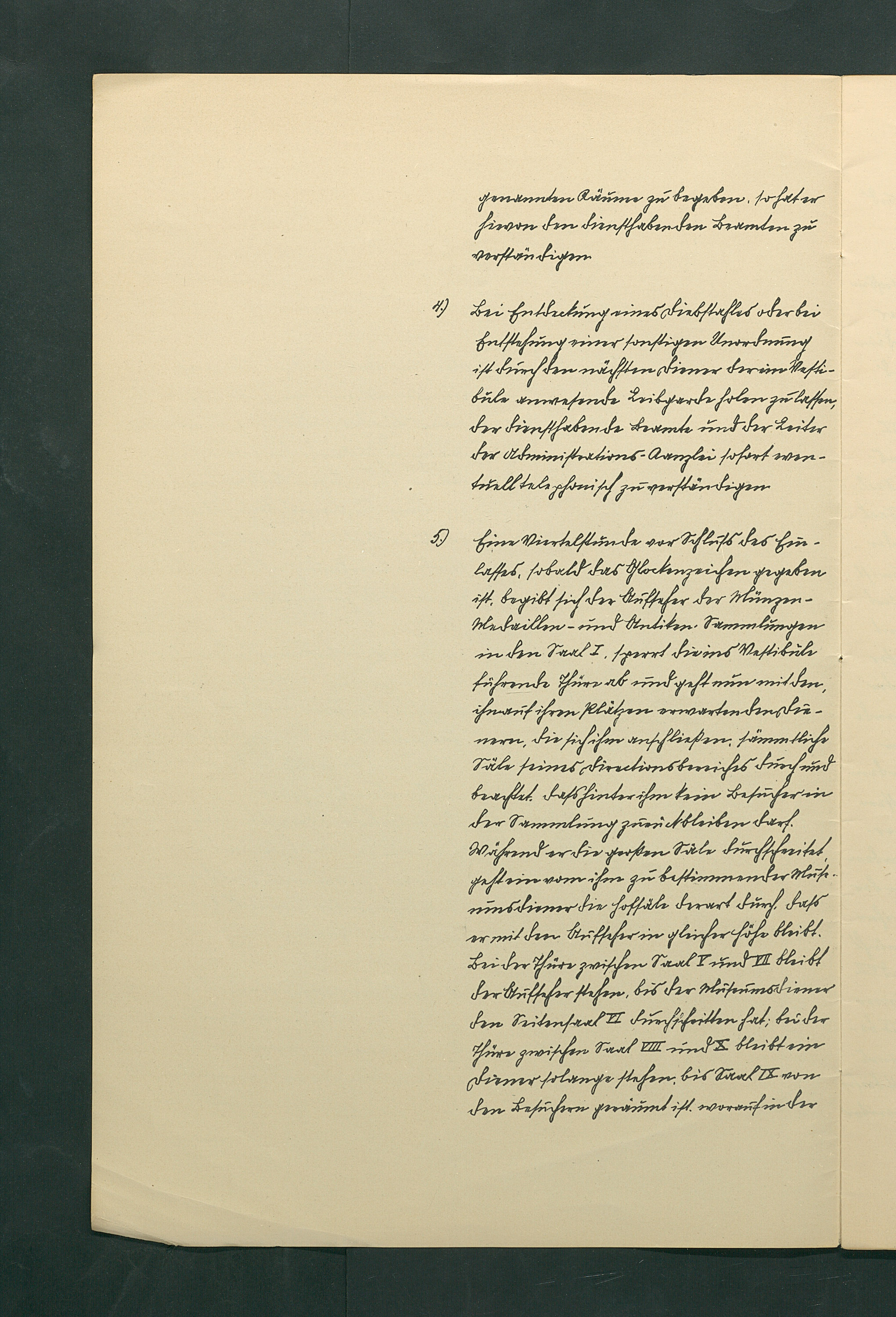 handschriftliche Dienstordnung für Museumsaufseher