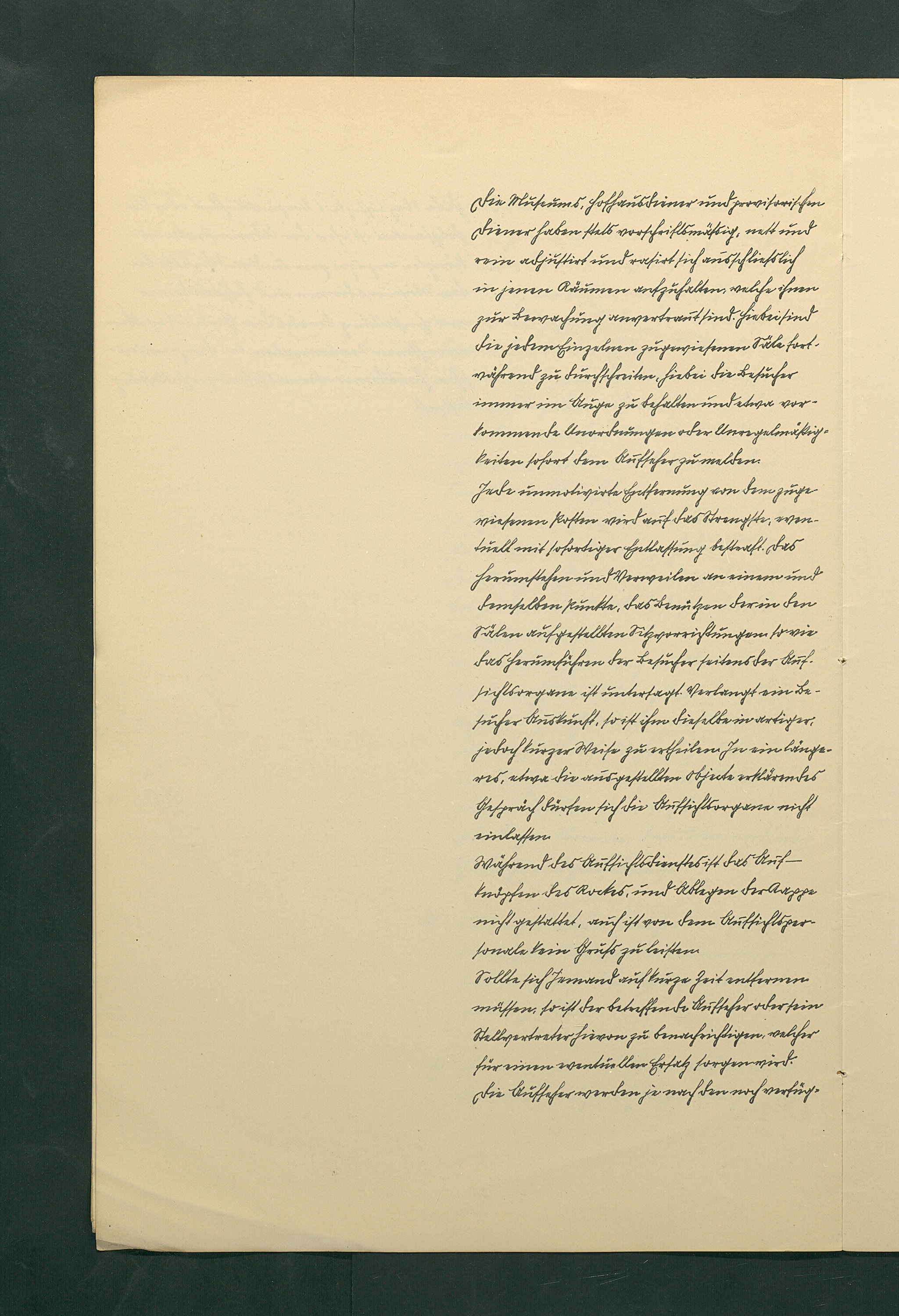 handschriftliche Dienstordnung für Museumsaufseher