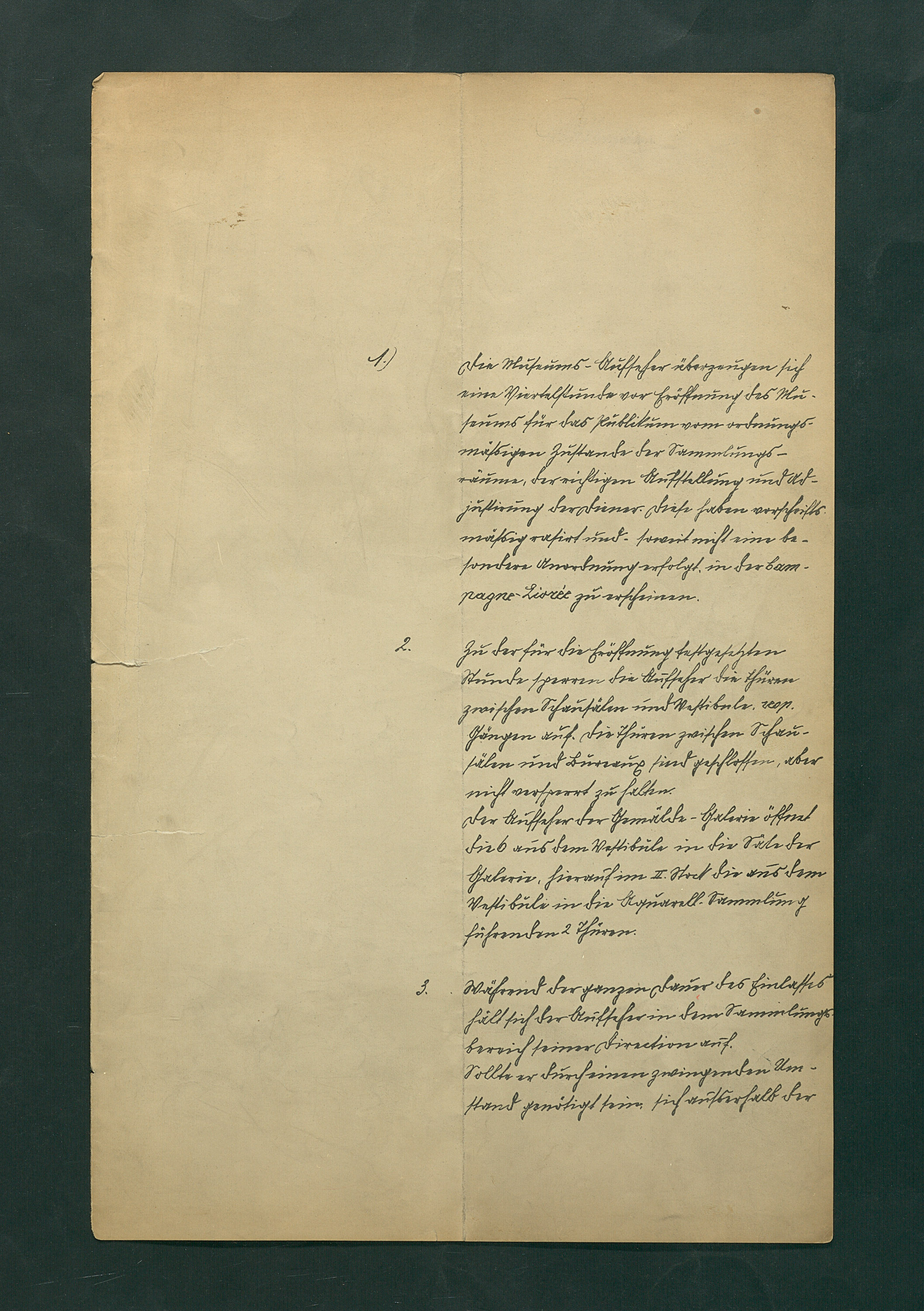 handschriftliche Dienstordnung für Museumsaufseher