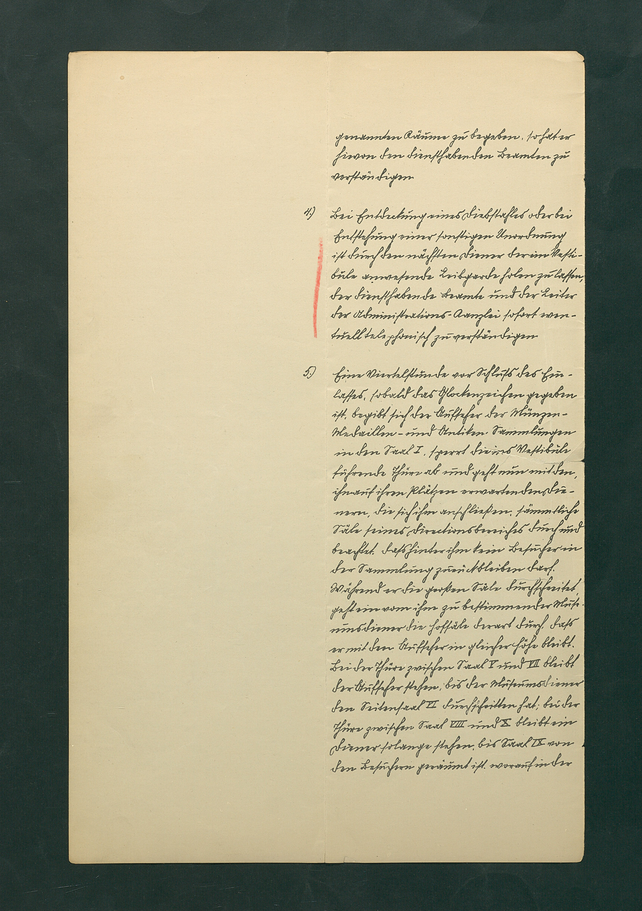 handschriftliche Dienstordnung für Museumsaufseher