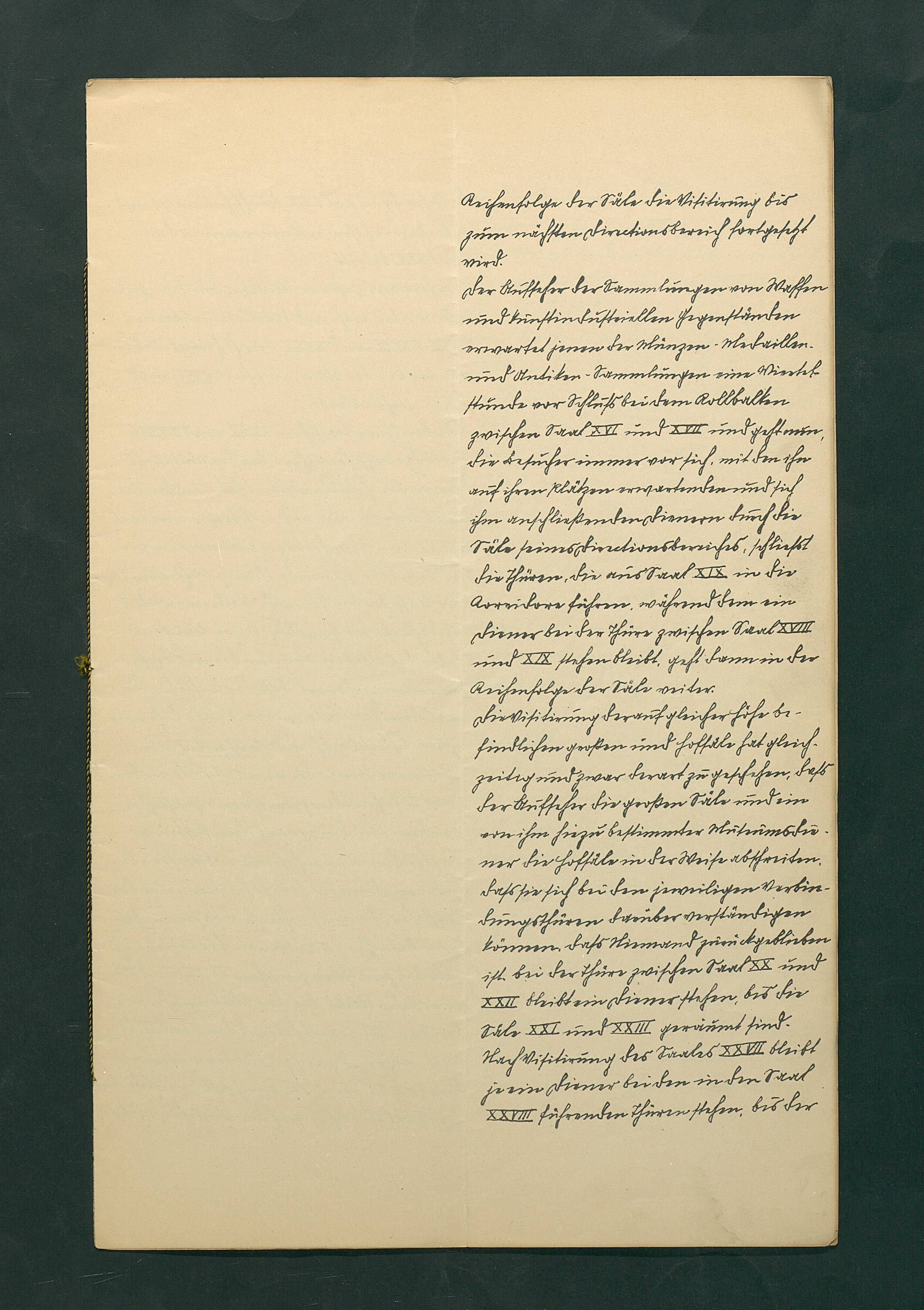 handschriftliche Dienstordnung für Museumsaufseher