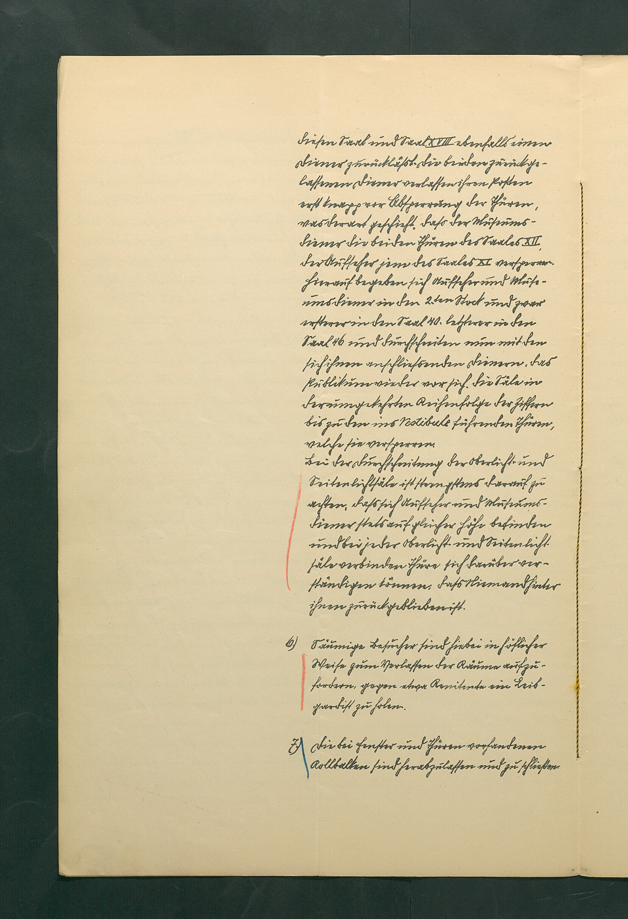 handschriftliche Dienstordnung für Museumsaufseher