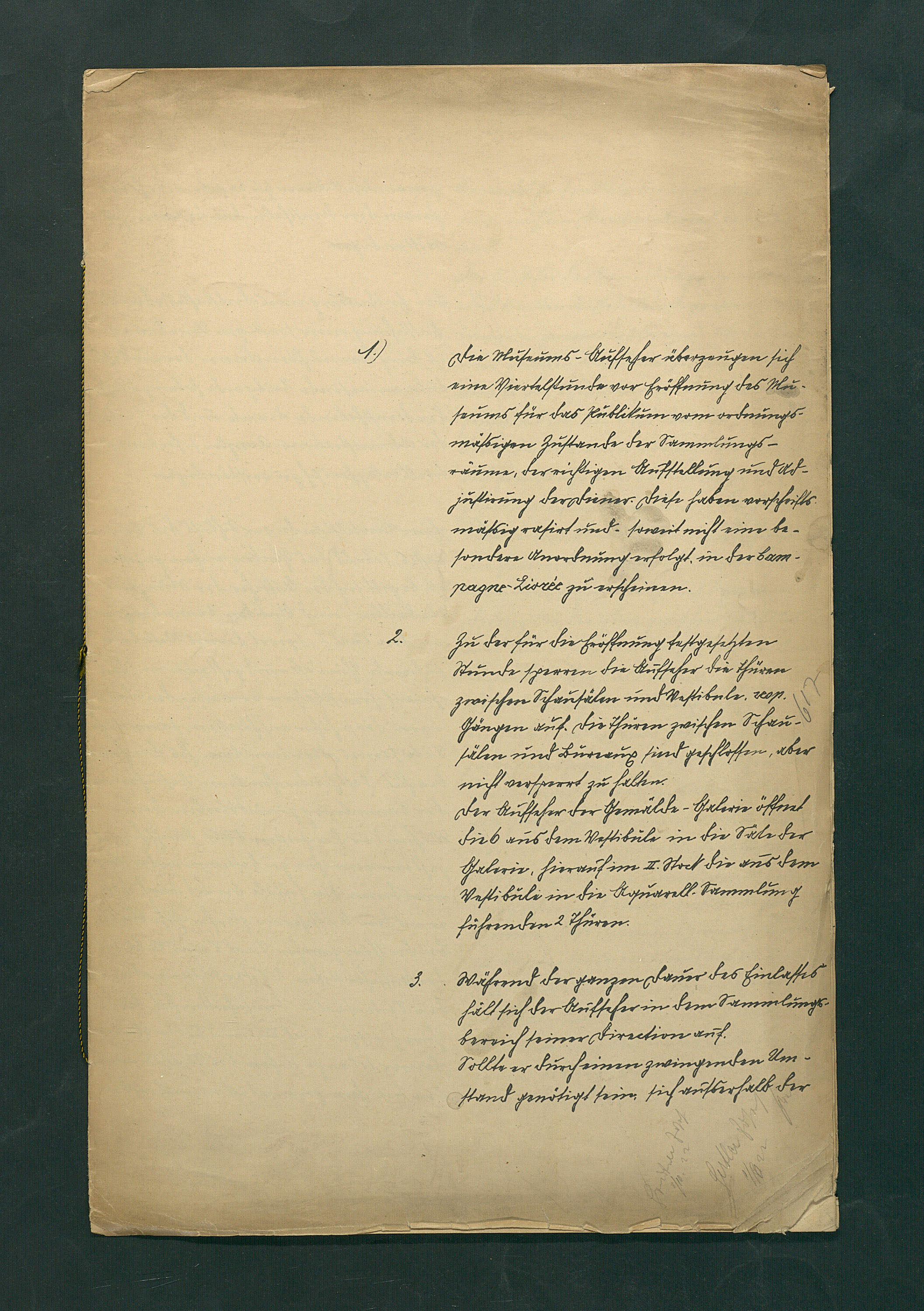 handschriftliche Dienstordnung für Museumsaufseher