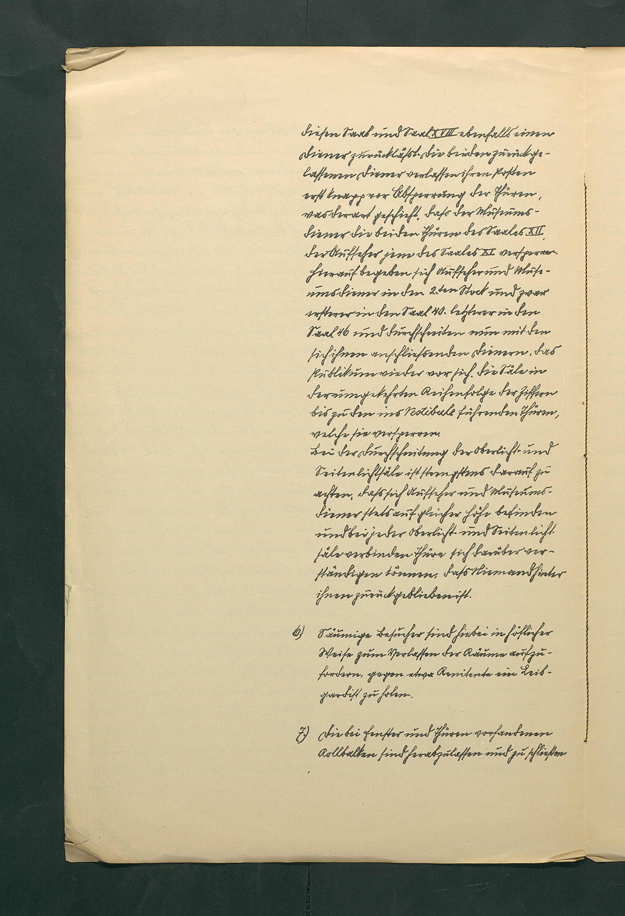 handschriftliche Dienstordnung für Museumsaufseher