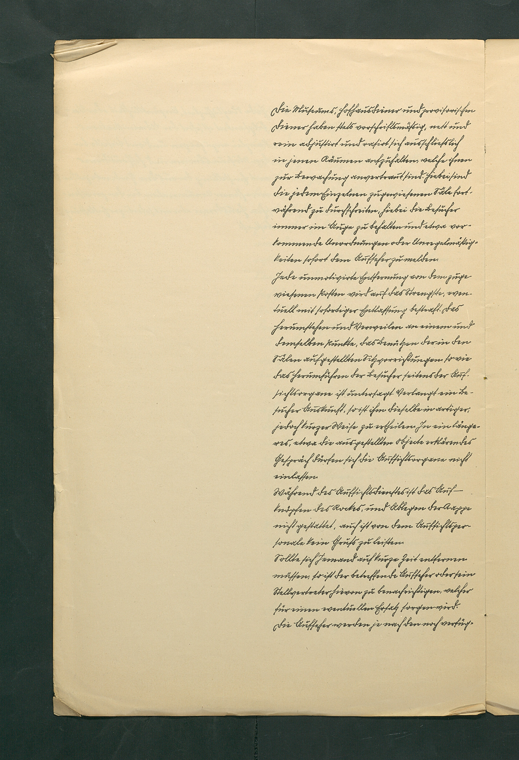 handschriftliche Dienstordnung für Museumsaufseher