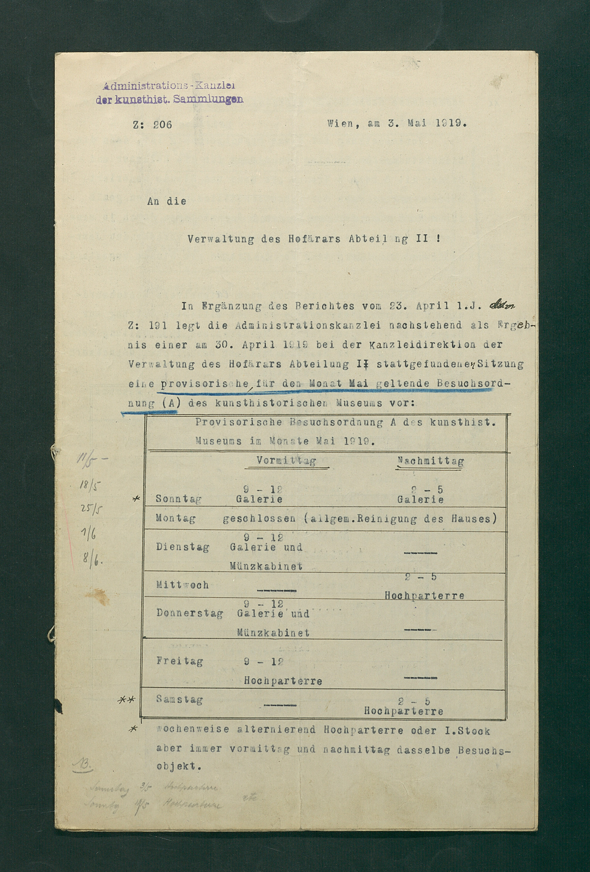 Besuchsordnung Kunsthistorisches u. Naturhistorisches Museum