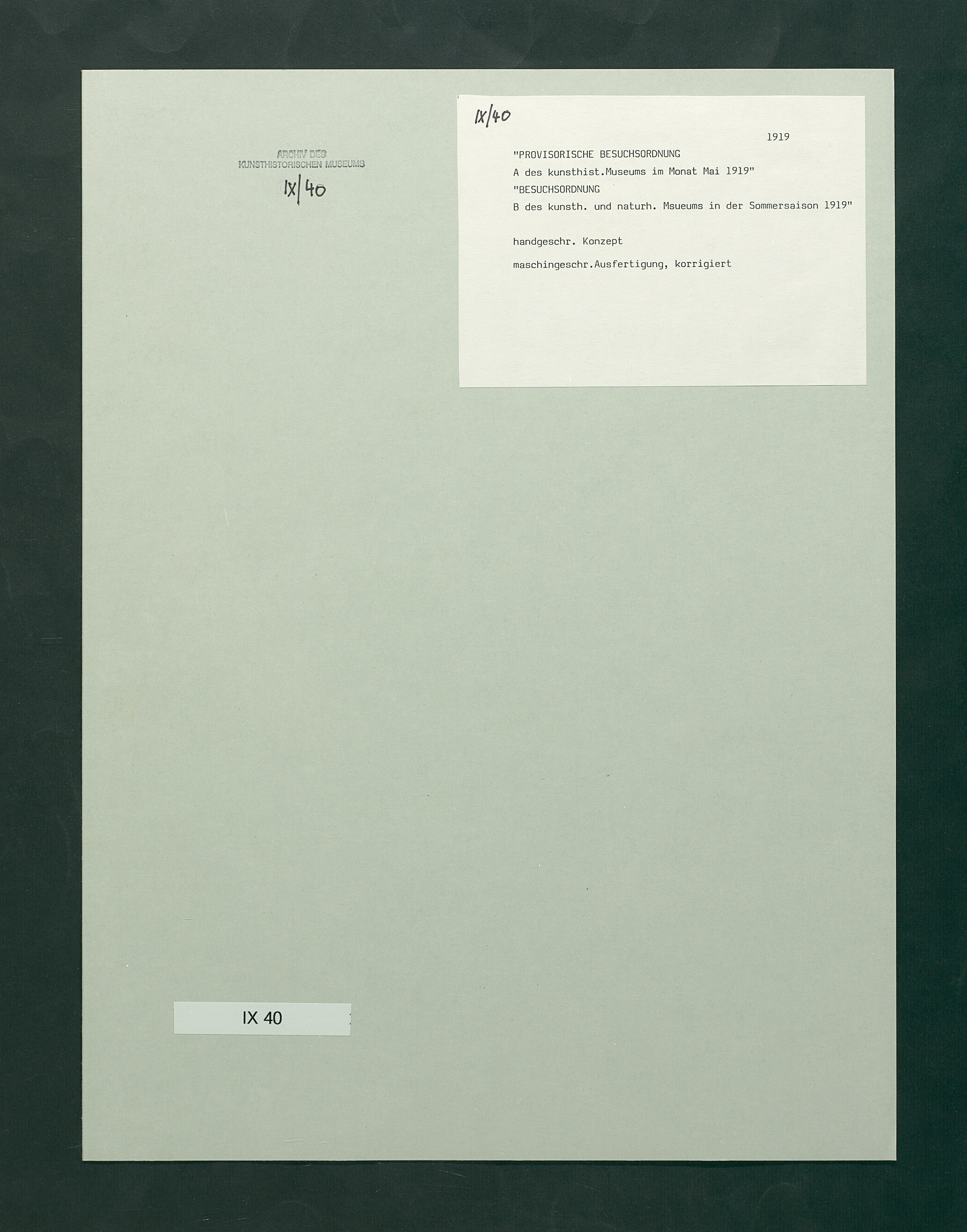 Besuchsordnung Kunsthistorisches u. Naturhistorisches Museum