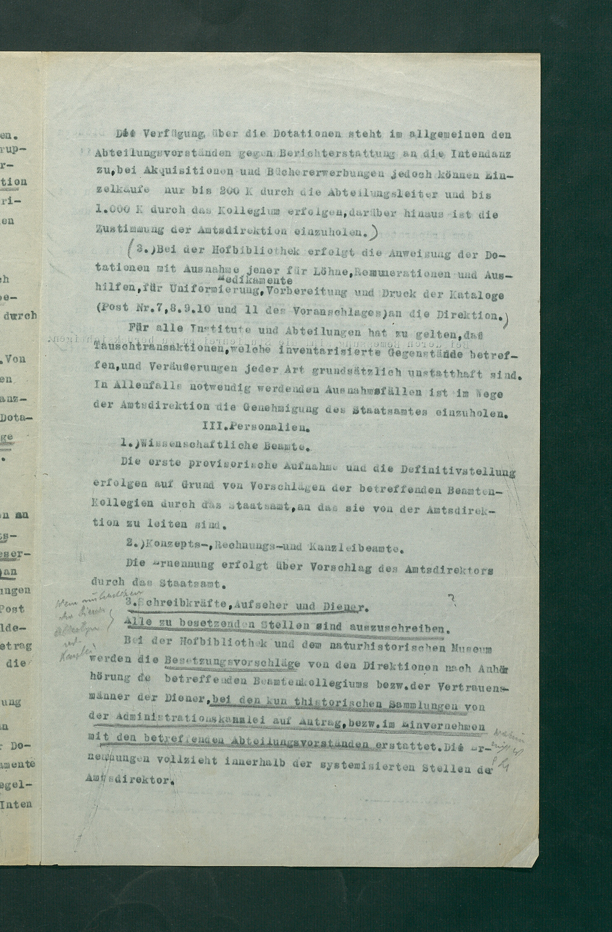 Bestimmungen zu den Agenden der provisorischen Verwaltung durch den Hofärar
