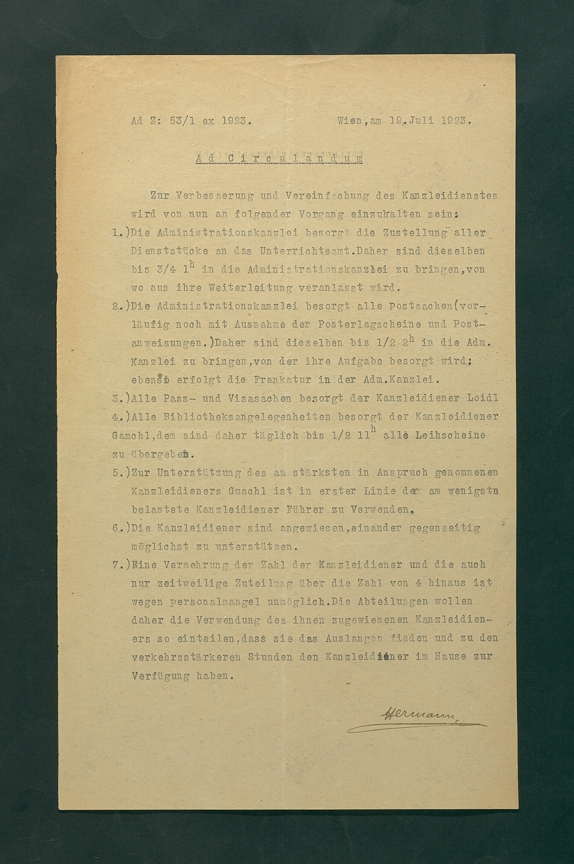 Vorschriften für den Kanzleidienst