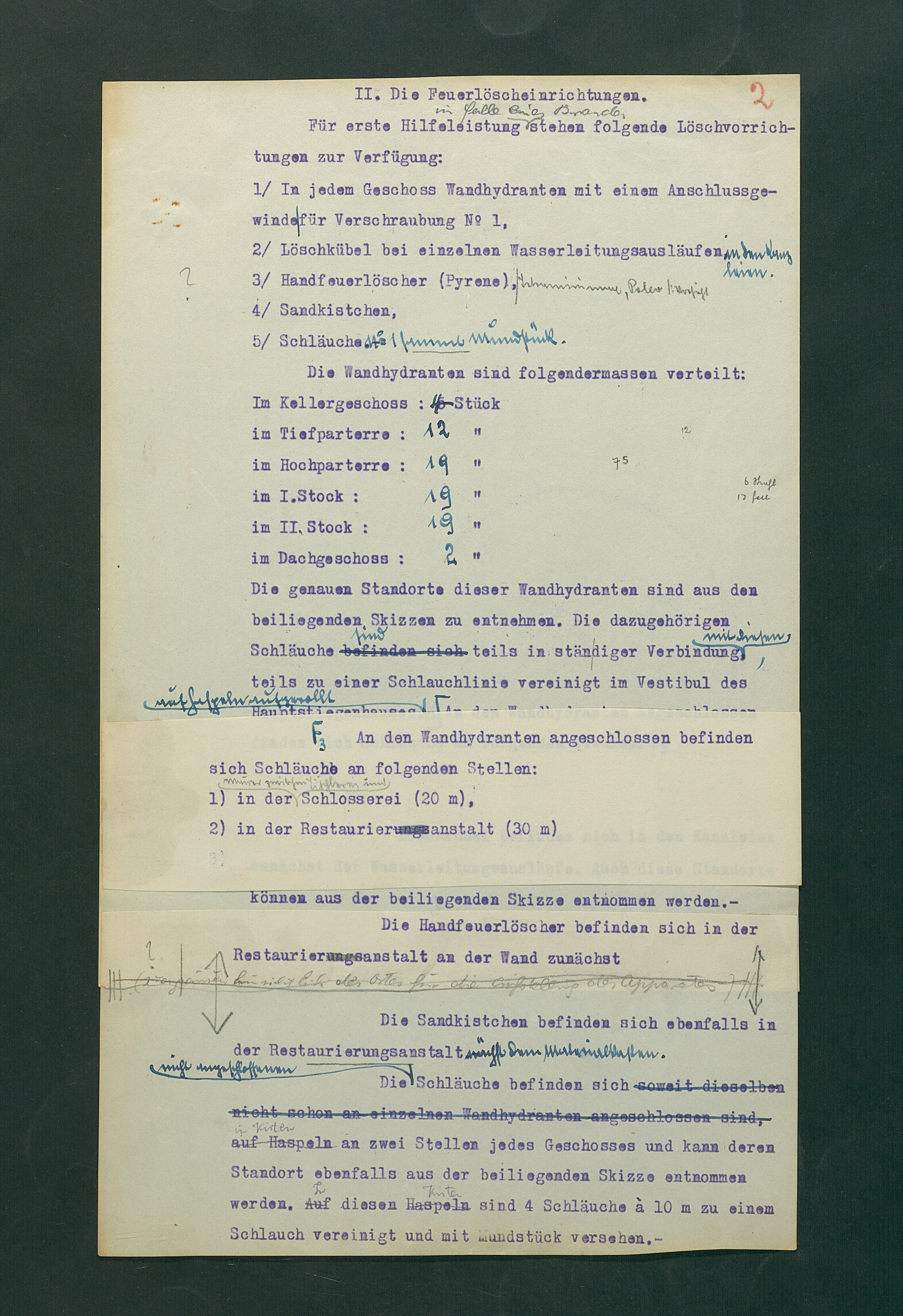 Entwurf einer Feuerlöschordnung für das Kunsthistorische Museum, 1926