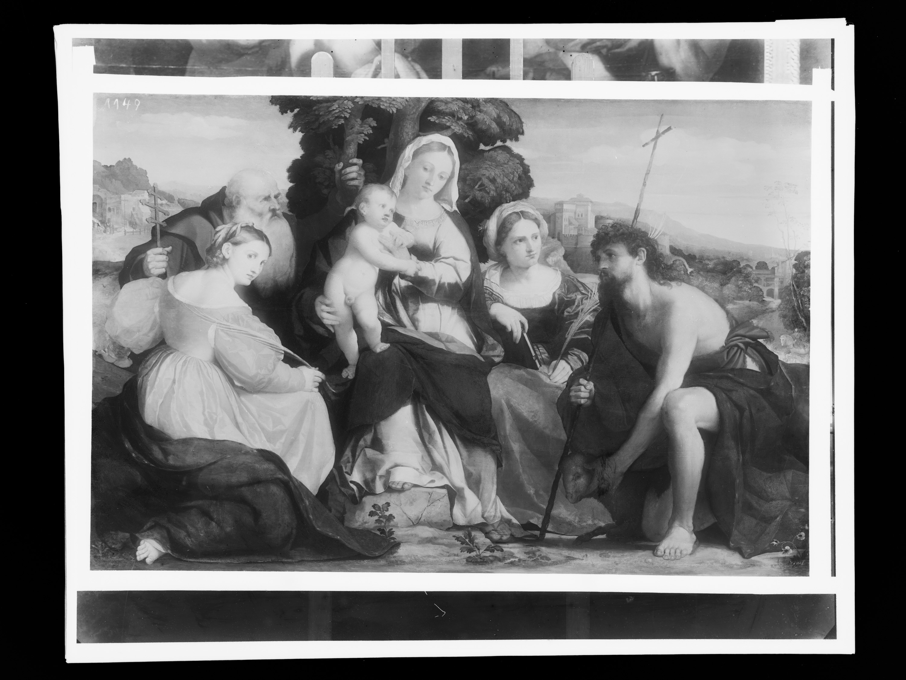 Maria mit Kind und Heiligen Katharina und Coelestin (links) und Johannes d. Täufer und Barbara (rechts)