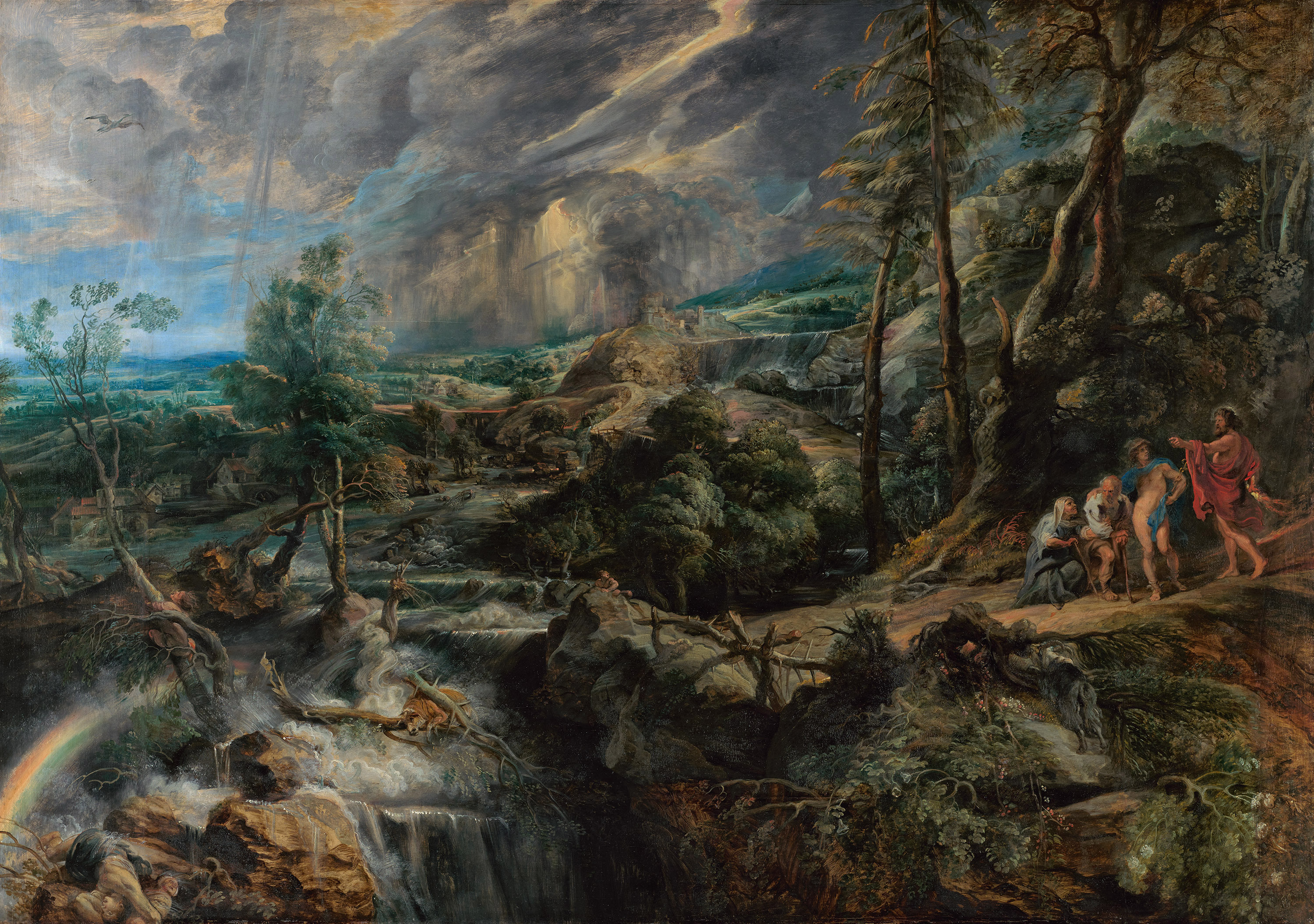 Gewitterlandschaft mit Jupiter, Merkur, Philemon und Baucis