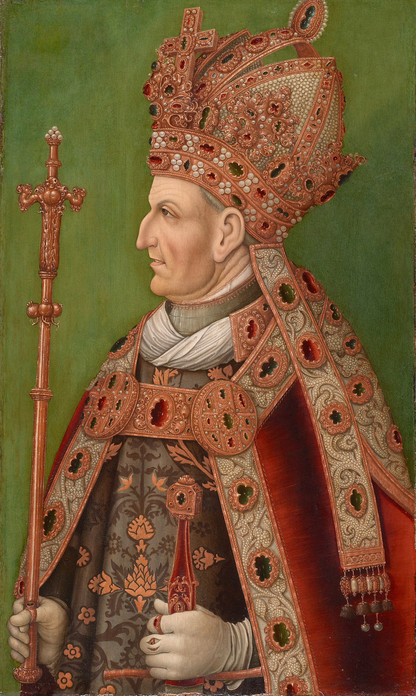 Kaiser Friedrich III. (1415-1493), Bildnis im Profil, nach einem offiziellen Kaiserporträt, Halbfigur