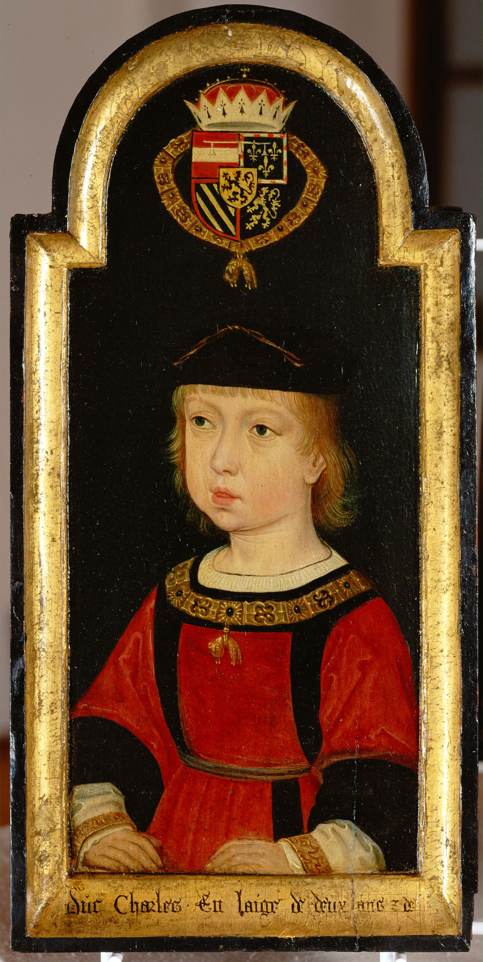 Kaiser Karl V. (1500-1558), Brustbild als Zweijähriger zusammen mit seinen Schwestern Eleonore (1498-1558) und Isabella (1501-1525)