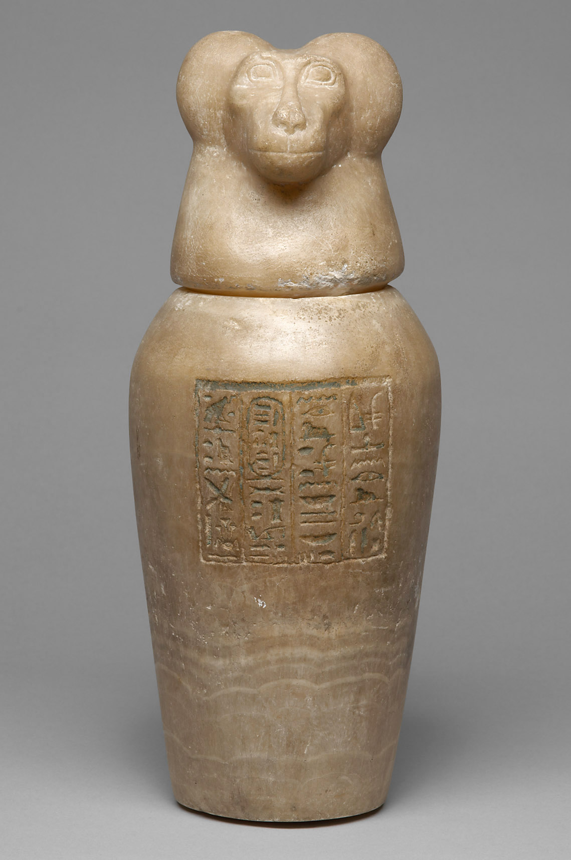 Kanope der Tjes-bastet-peret mit Deckel in Form eines Affenkopfes