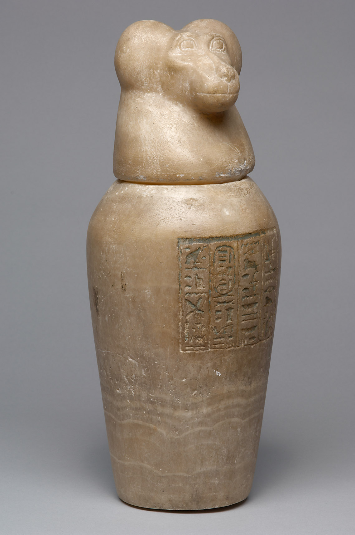 Kanope der Tjes-bastet-peret mit Deckel in Form eines Affenkopfes