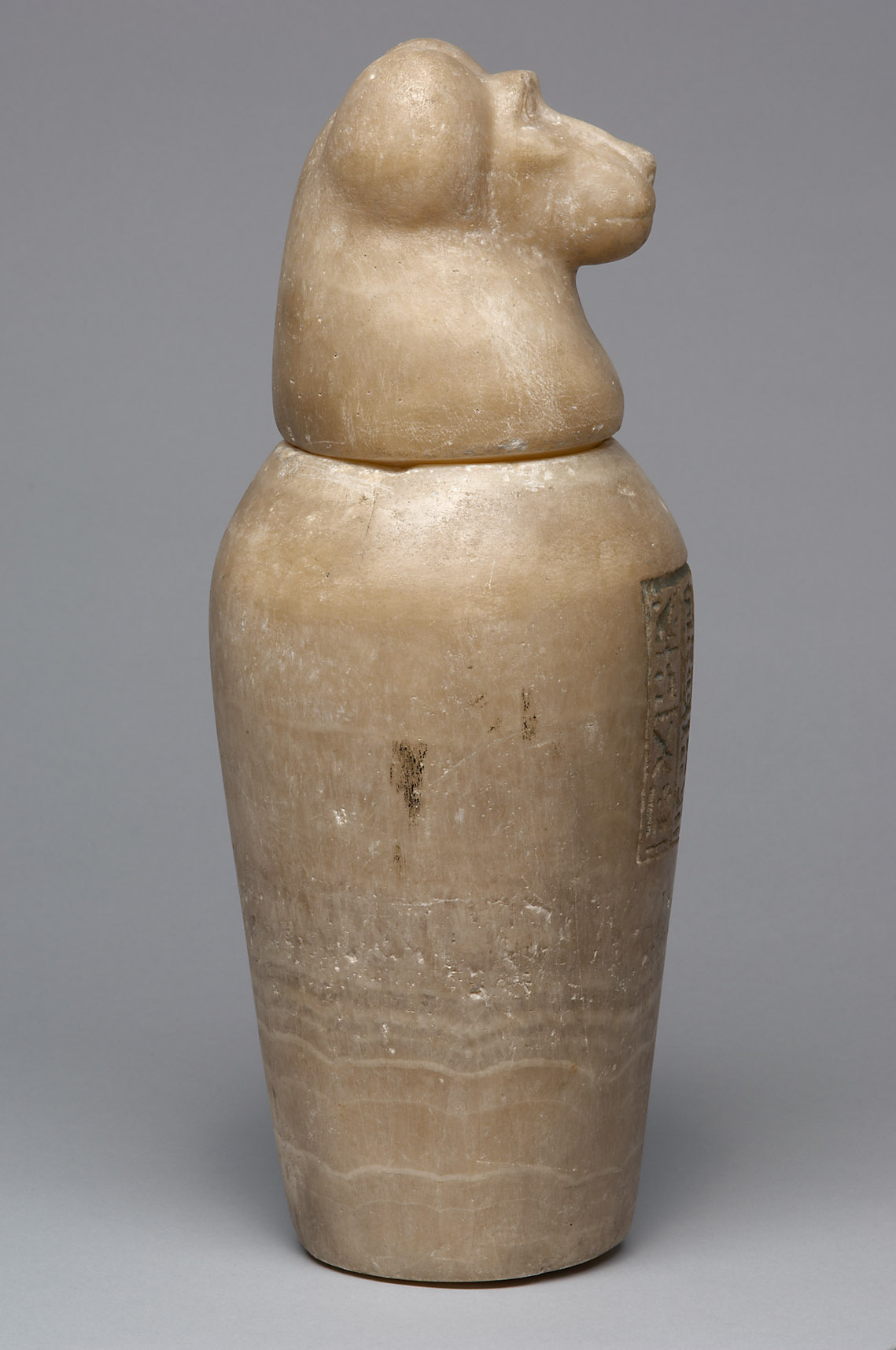 Kanope der Tjes-bastet-peret mit Deckel in Form eines Affenkopfes