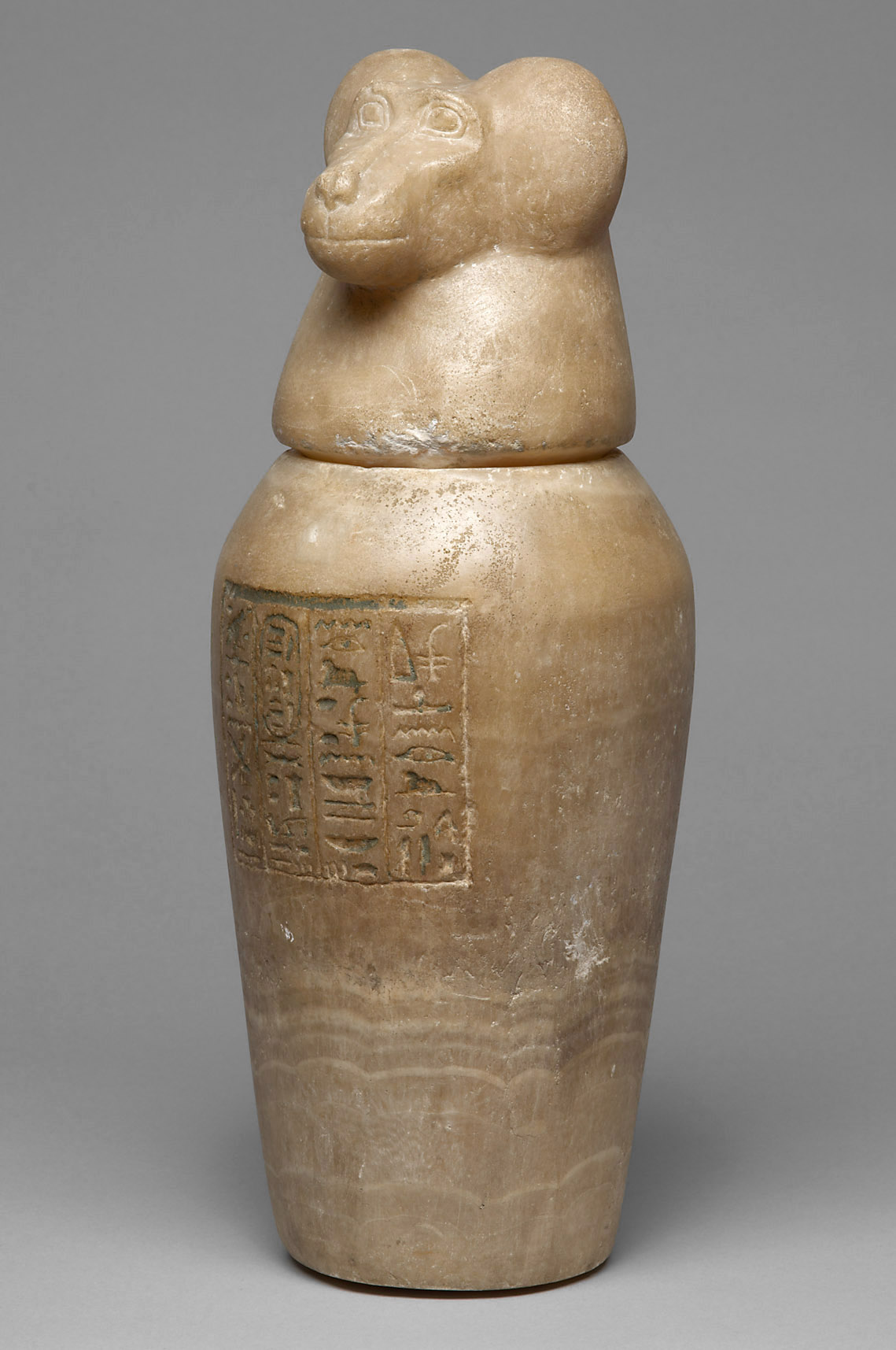 Kanope der Tjes-bastet-peret mit Deckel in Form eines Affenkopfes