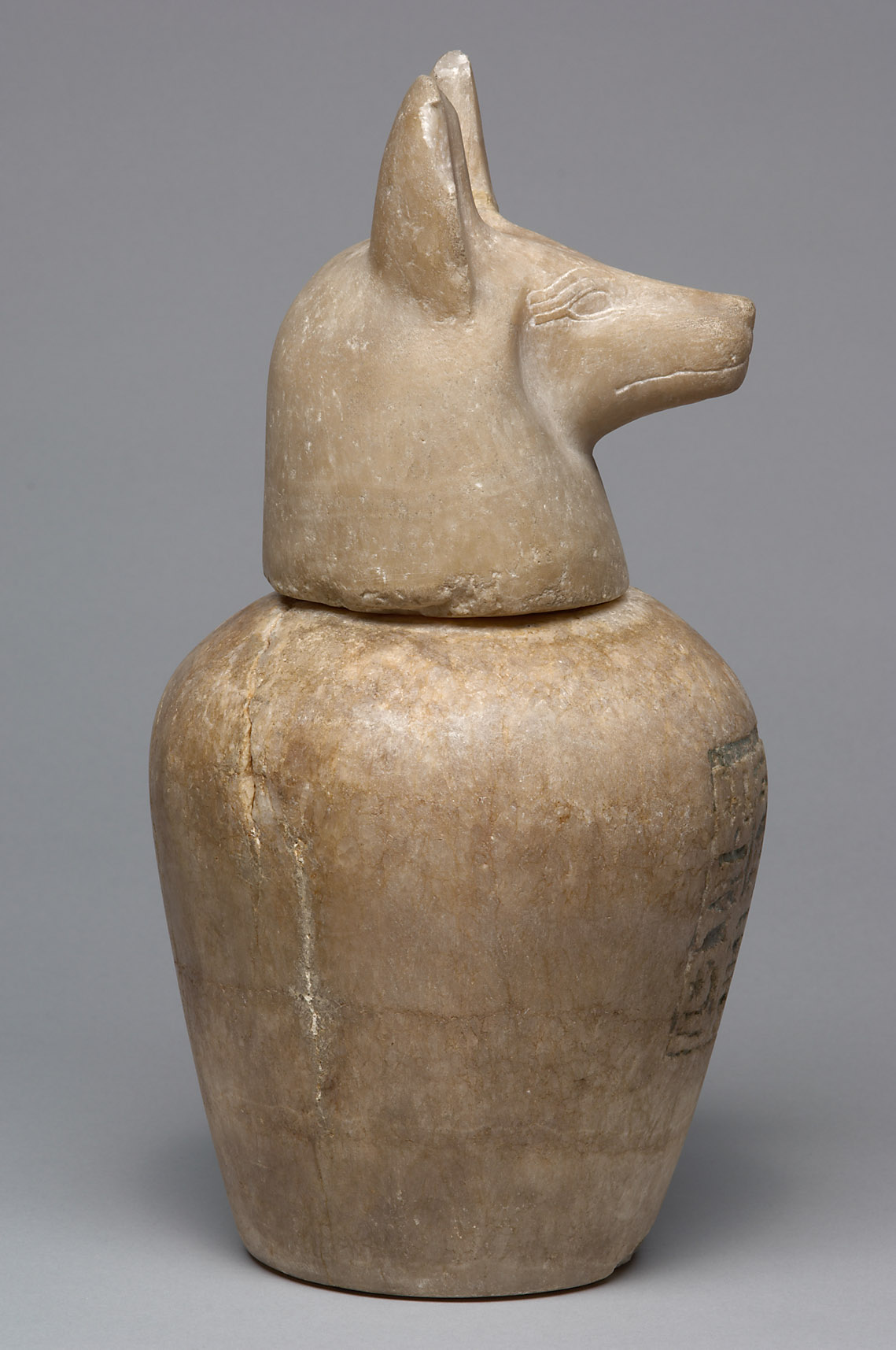 Kanope der Tjes-bastet-peret mit Deckel in Form eines Schakalkopfes