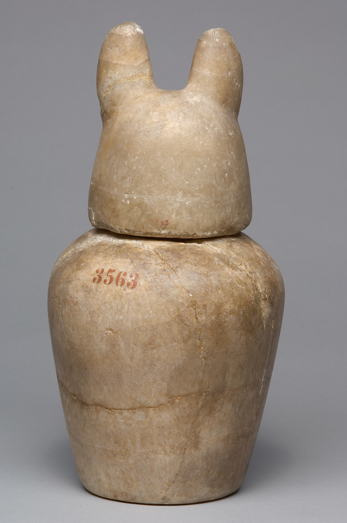 Kanope der Tjes-bastet-peret mit Deckel in Form eines Schakalkopfes