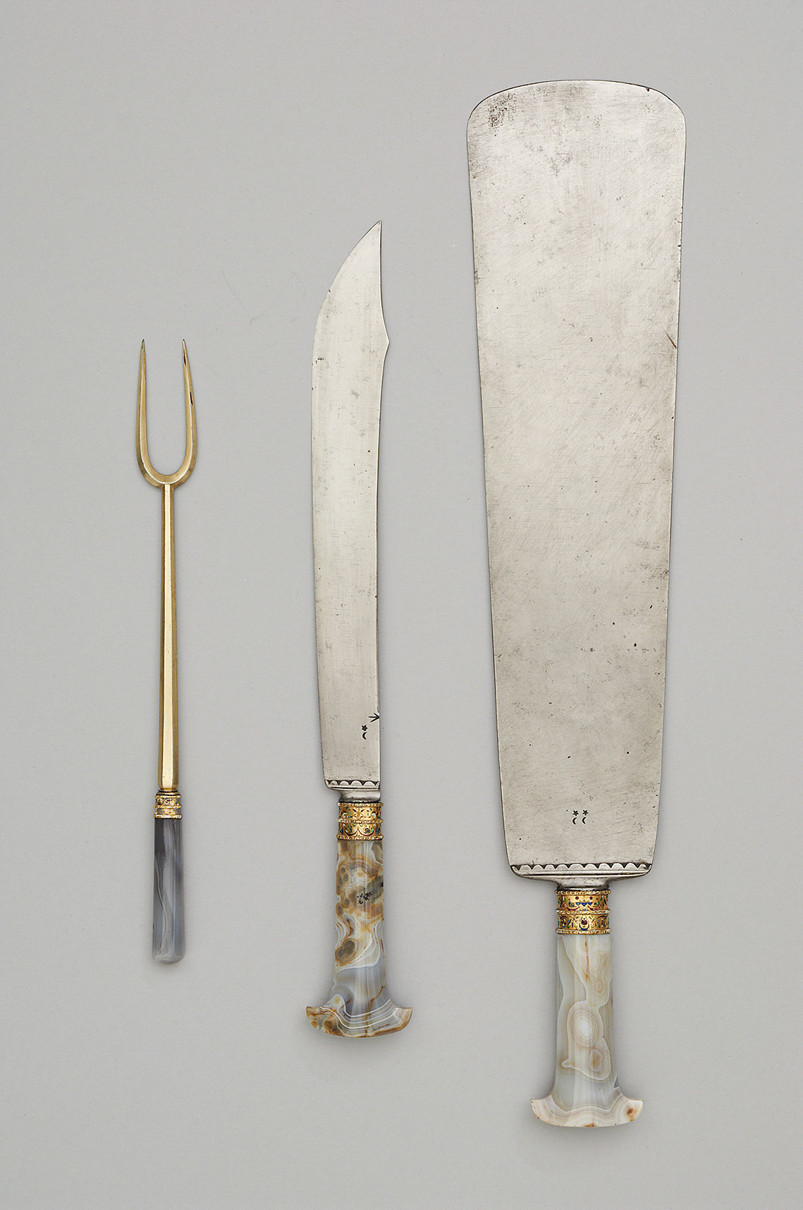 Gabel, Vorschneidemesser und Vorlegemesser