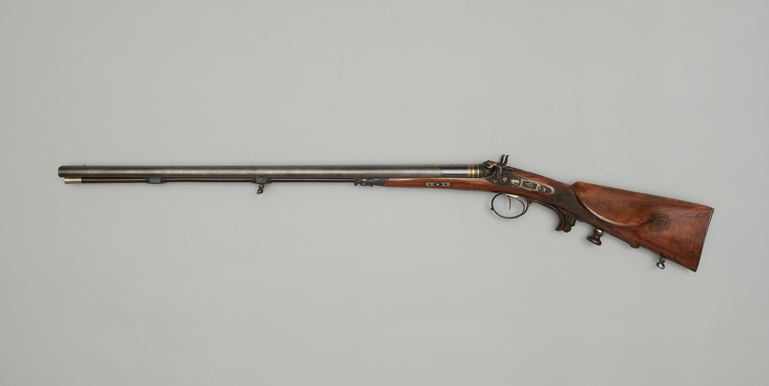 Doppelschrotflinte mit 2 Läufen, Perkussionsgewehr
