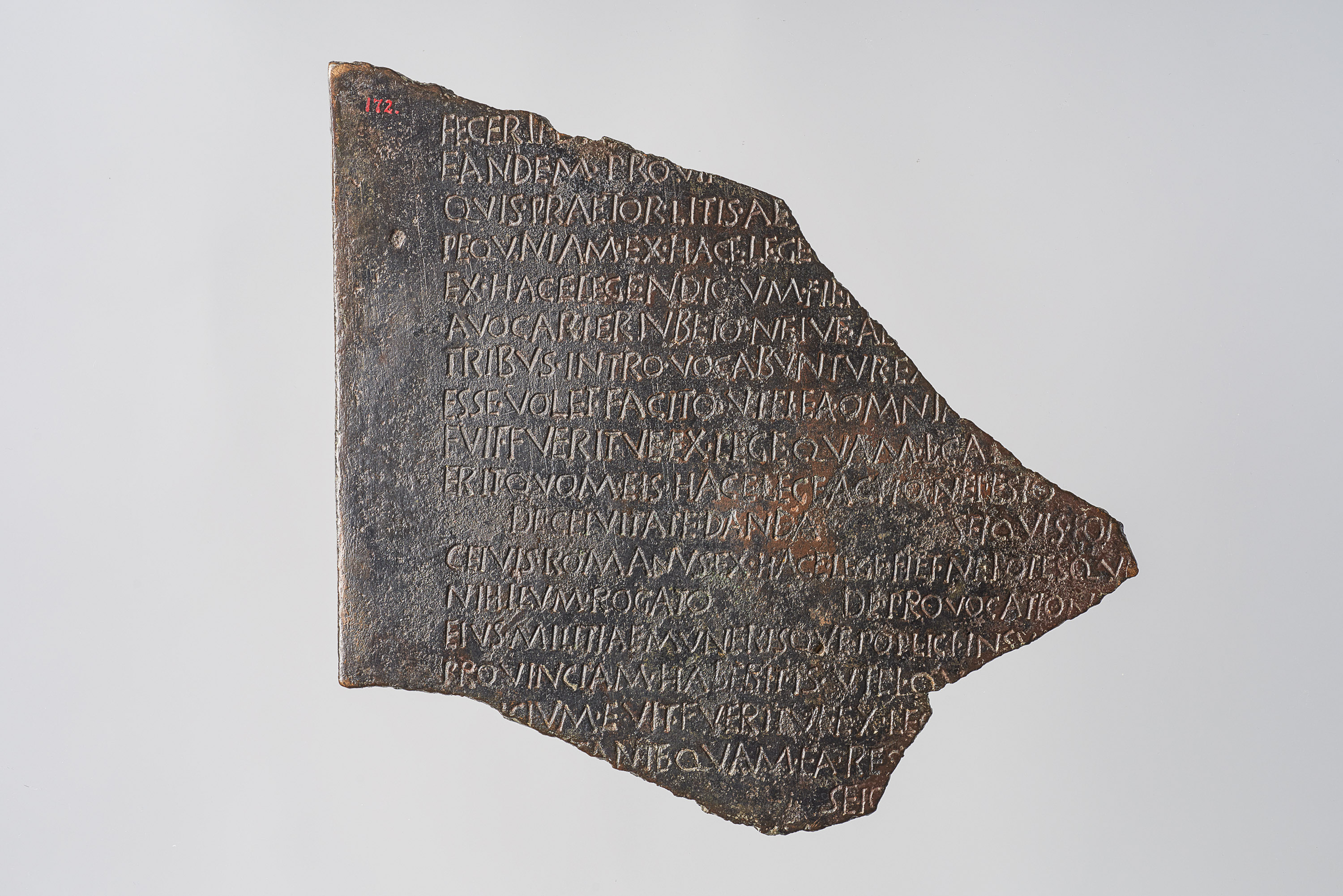 Tafelfragment mit Lex acilia repetundarum (VS) und Lex agraria (RS)