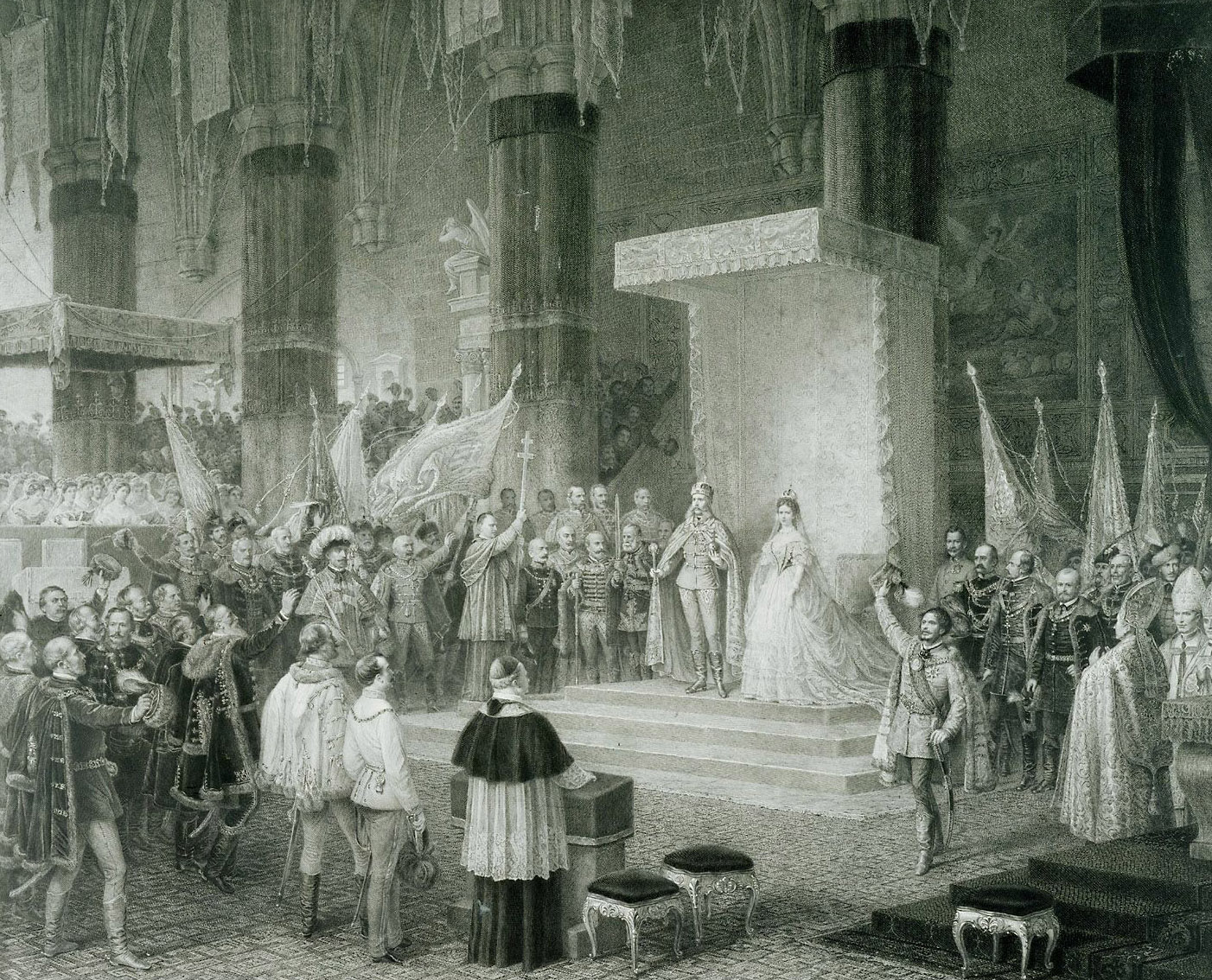 絵画 Majesty of a king The coronation of Franz Joseph and Elisabeth as King and Queen of