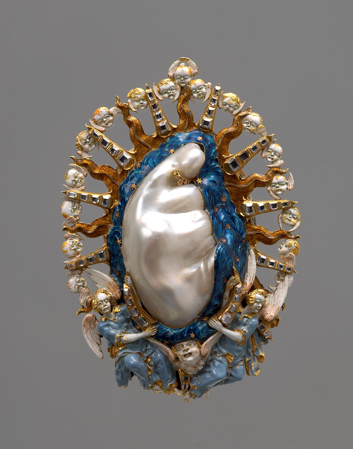 Anhänger mit monströser Perle in Form einer Madonna