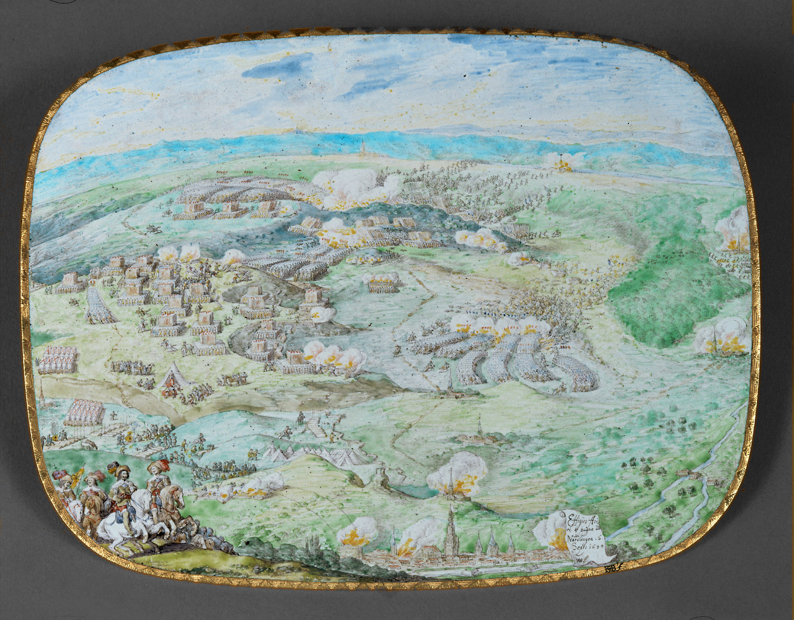 Goldplatte mit der Darstellung der Schlacht bei Nördlingen 1634 