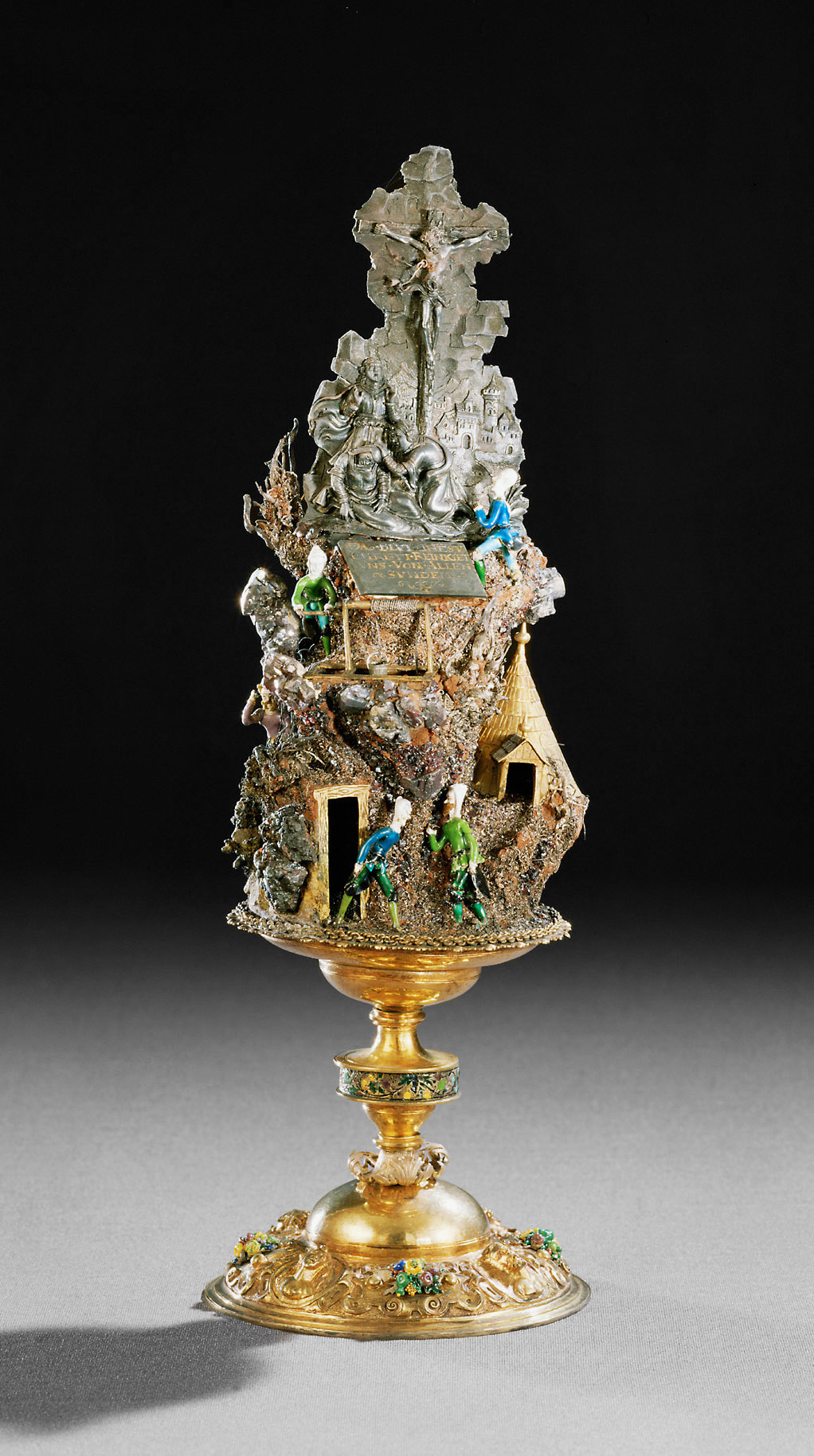 Handstein mit Kreuzigung und Auferstehung Christi